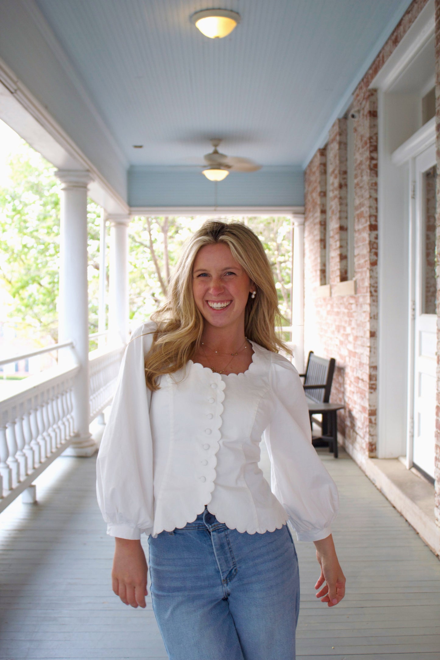 Alexis Scalloped Square Neck Top