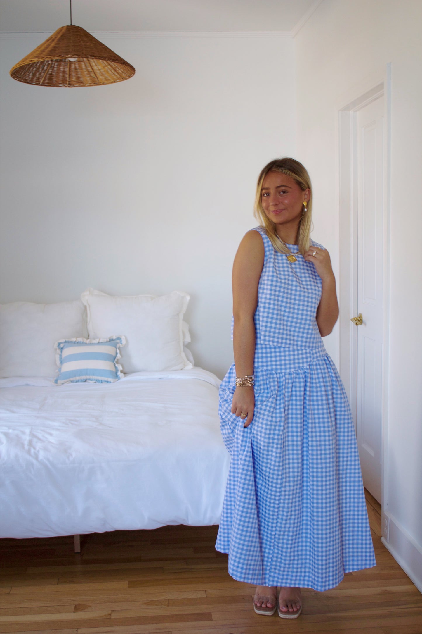 Blue Gingham Two Piece Set