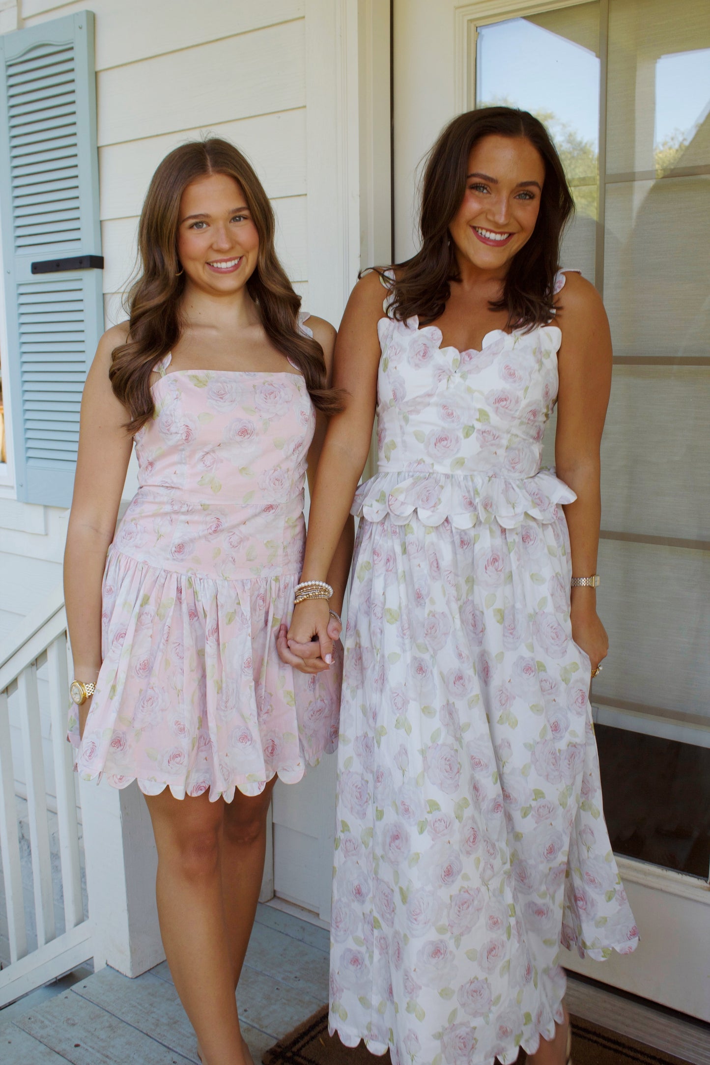 Ashley Scalloped White Floral Two Piece Set