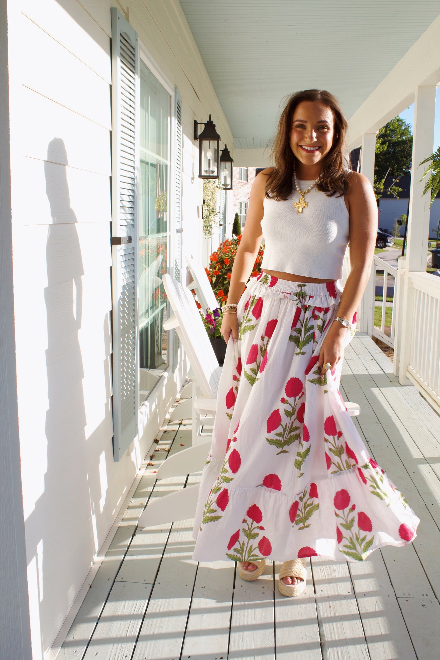 Savannah Block Print Maxi Skirt