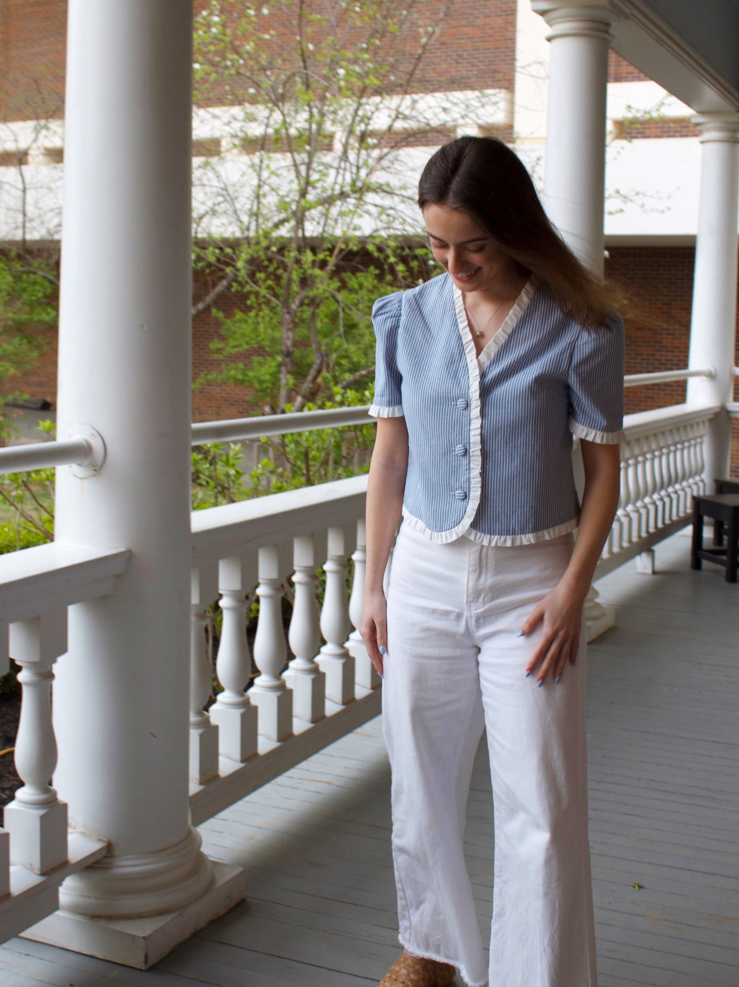 Elise Ruffled Stripe Top