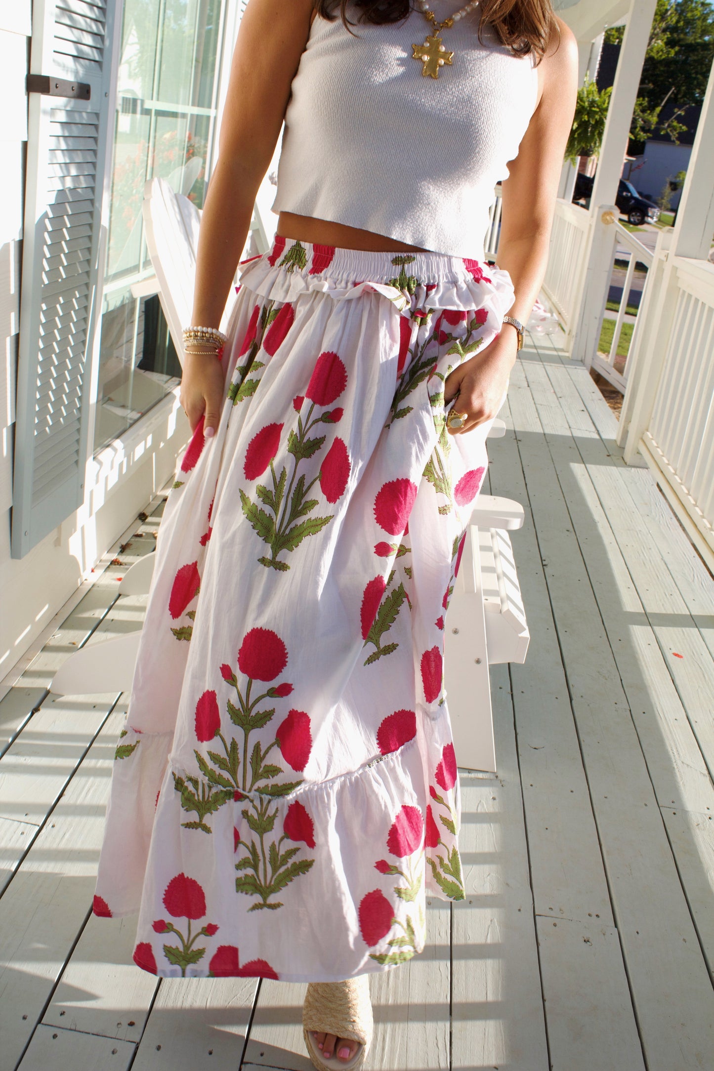 Savannah Block Print Maxi Skirt