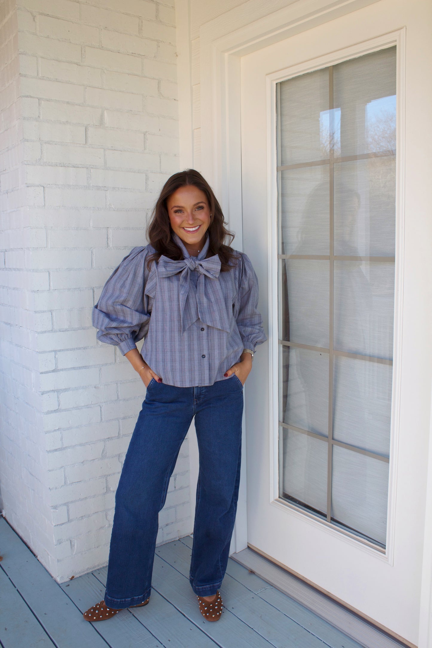 Juliette Black & Gray Plaid Bow Top