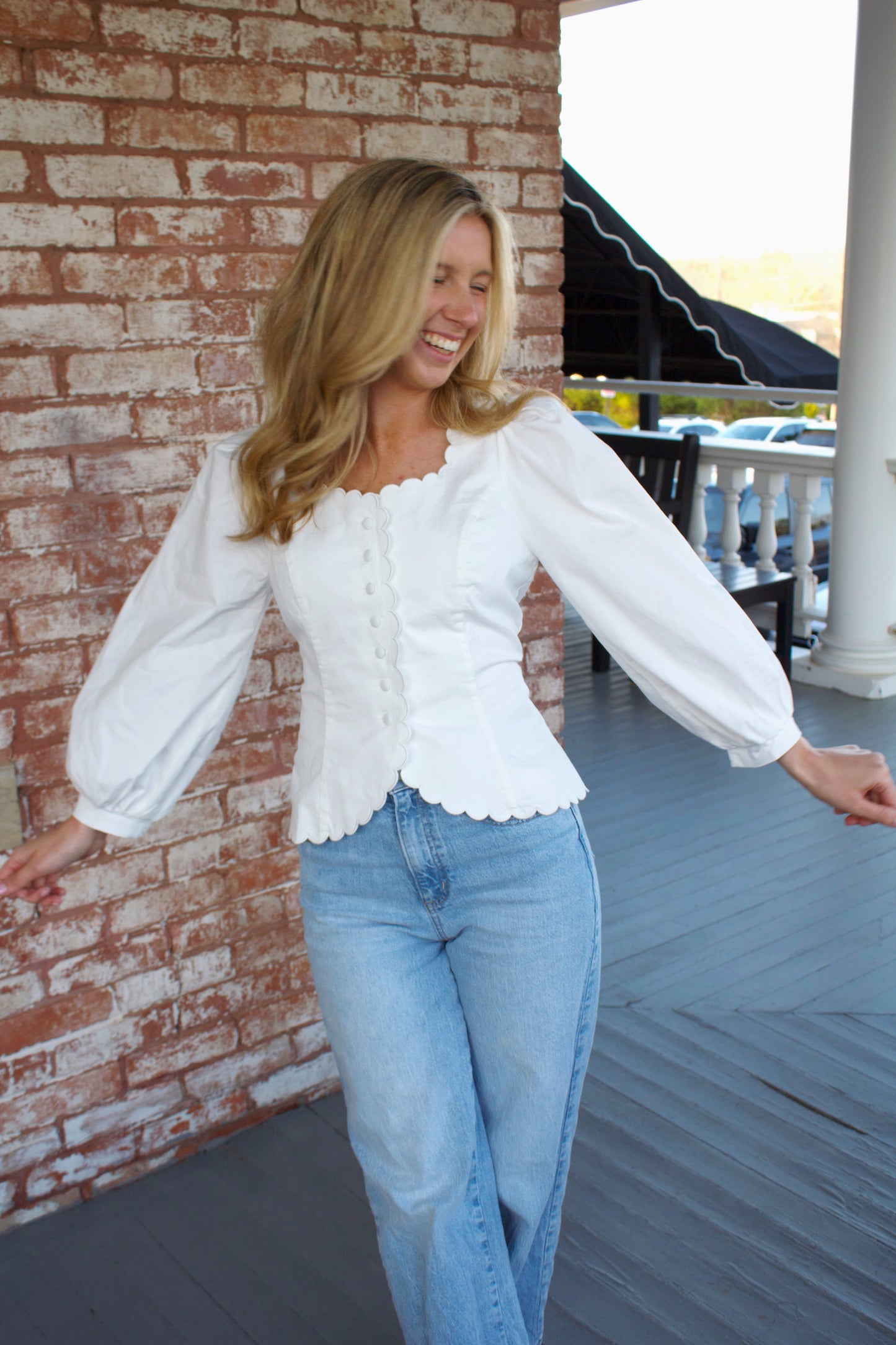 Alexis Scalloped Square Neck Top