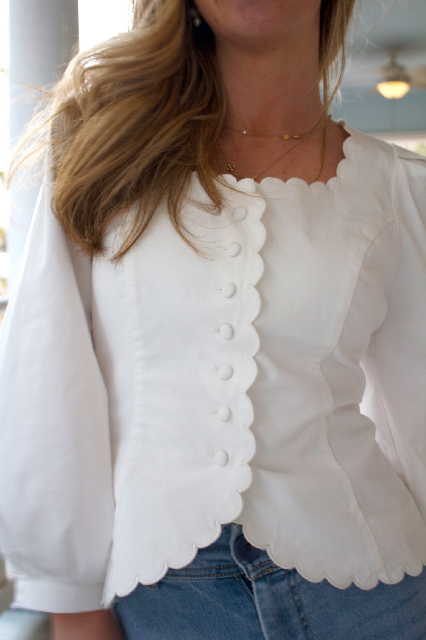 Alexis Scalloped Square Neck Top