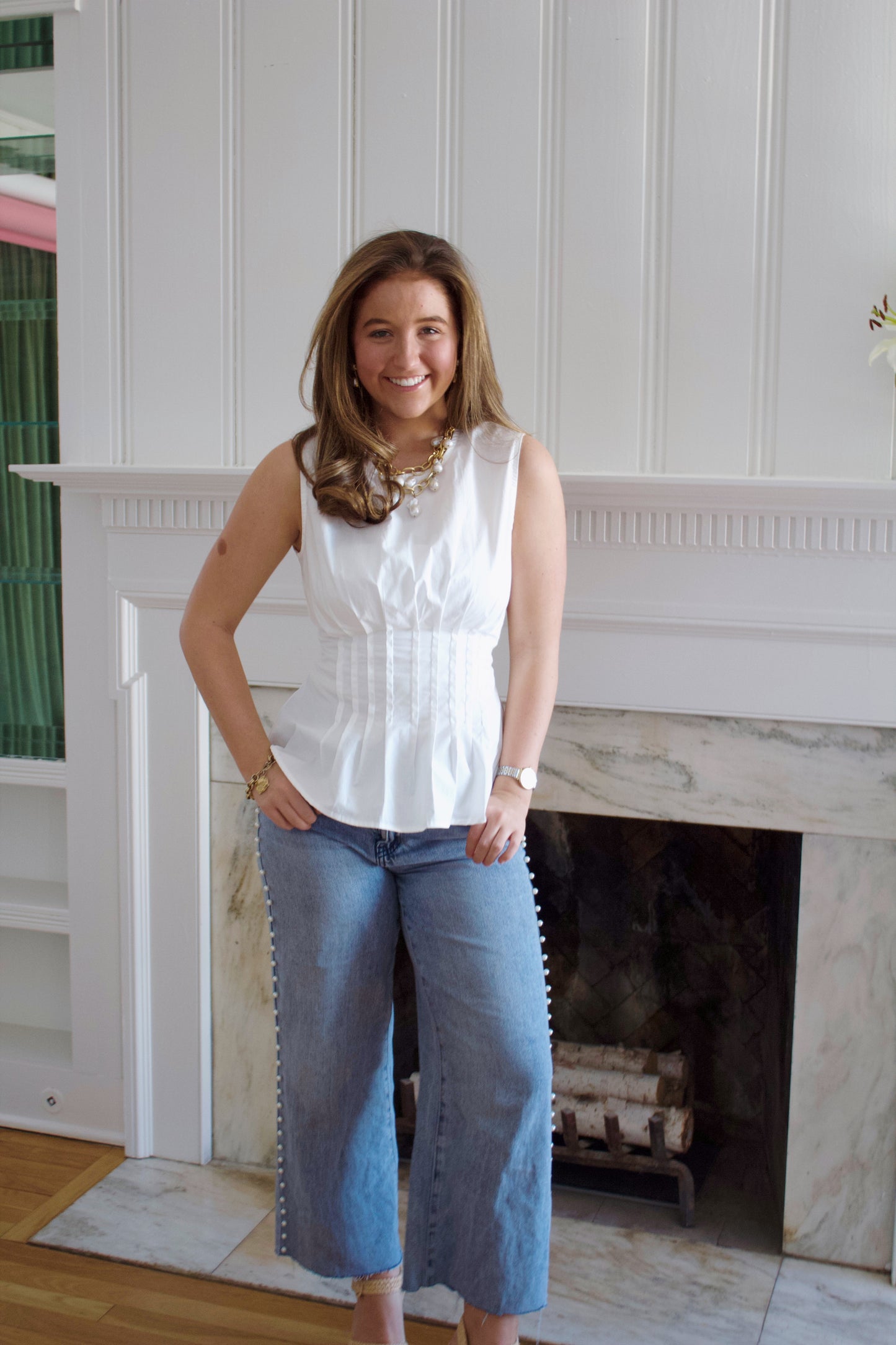 Pintuck Pleated Poplin Tank