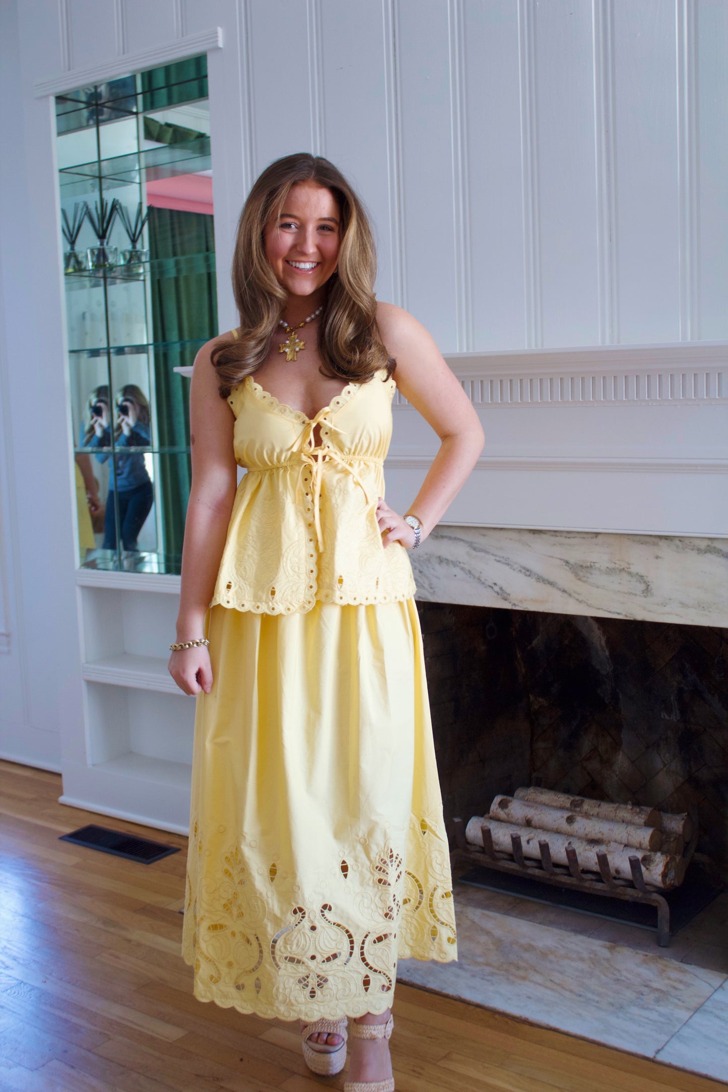 Maxi Skirt | Lemon Twist Light Yellow Eyelet Set