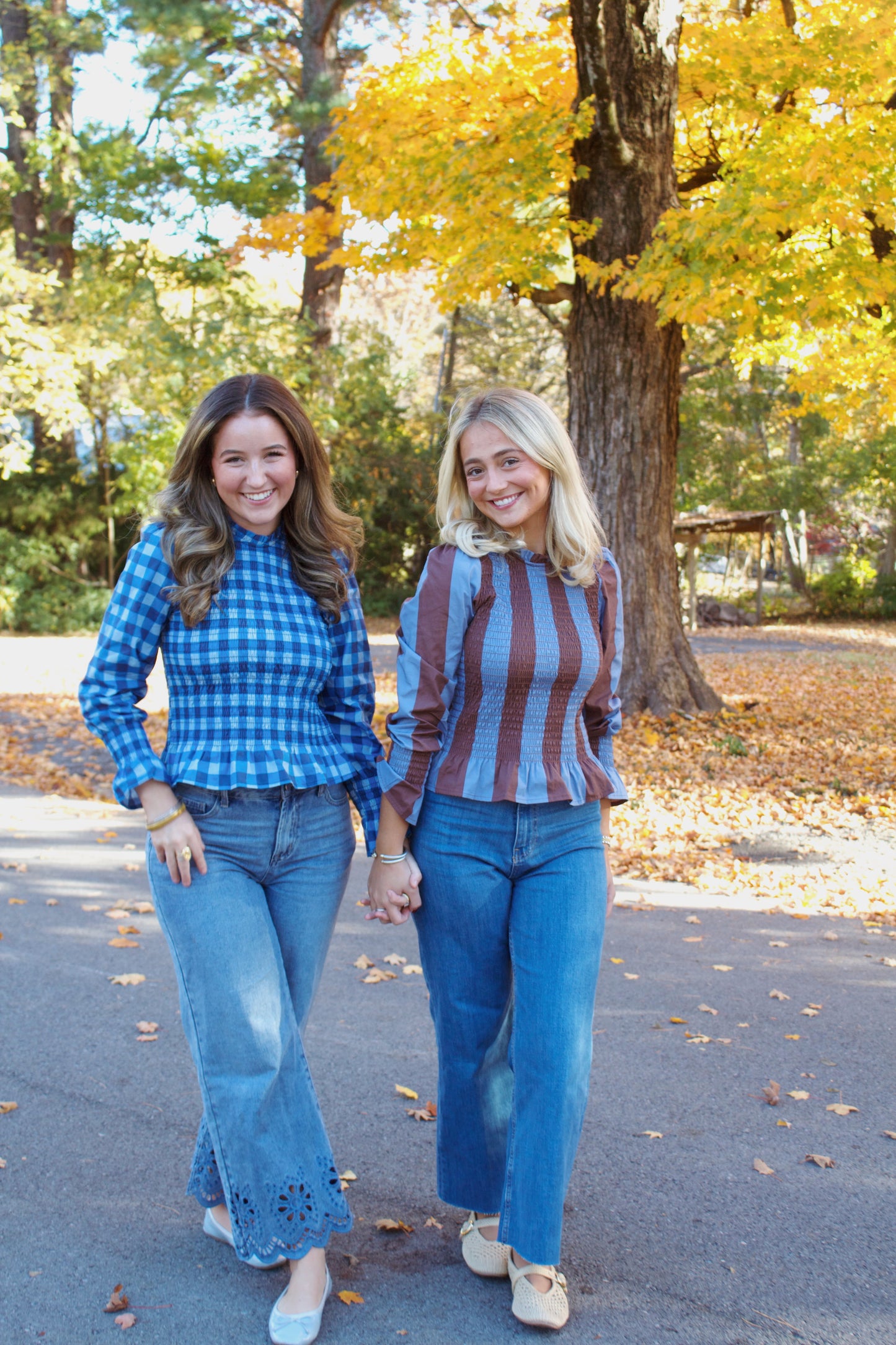 Brown & Navy Striped Top