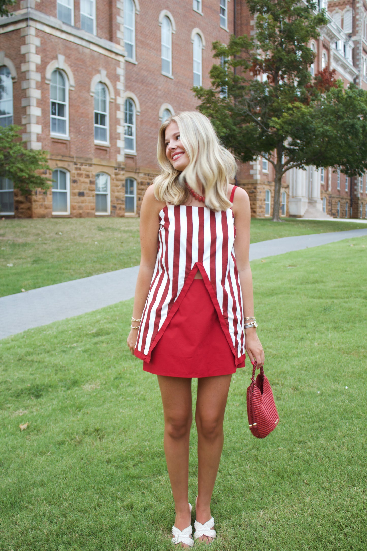Crimson Stripes Two Piece Set