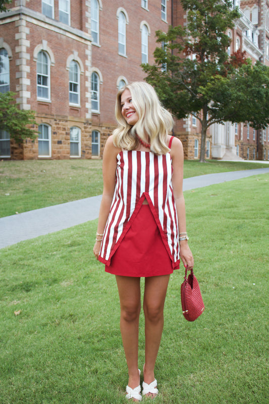 Crimson Stripes Two Piece Set
