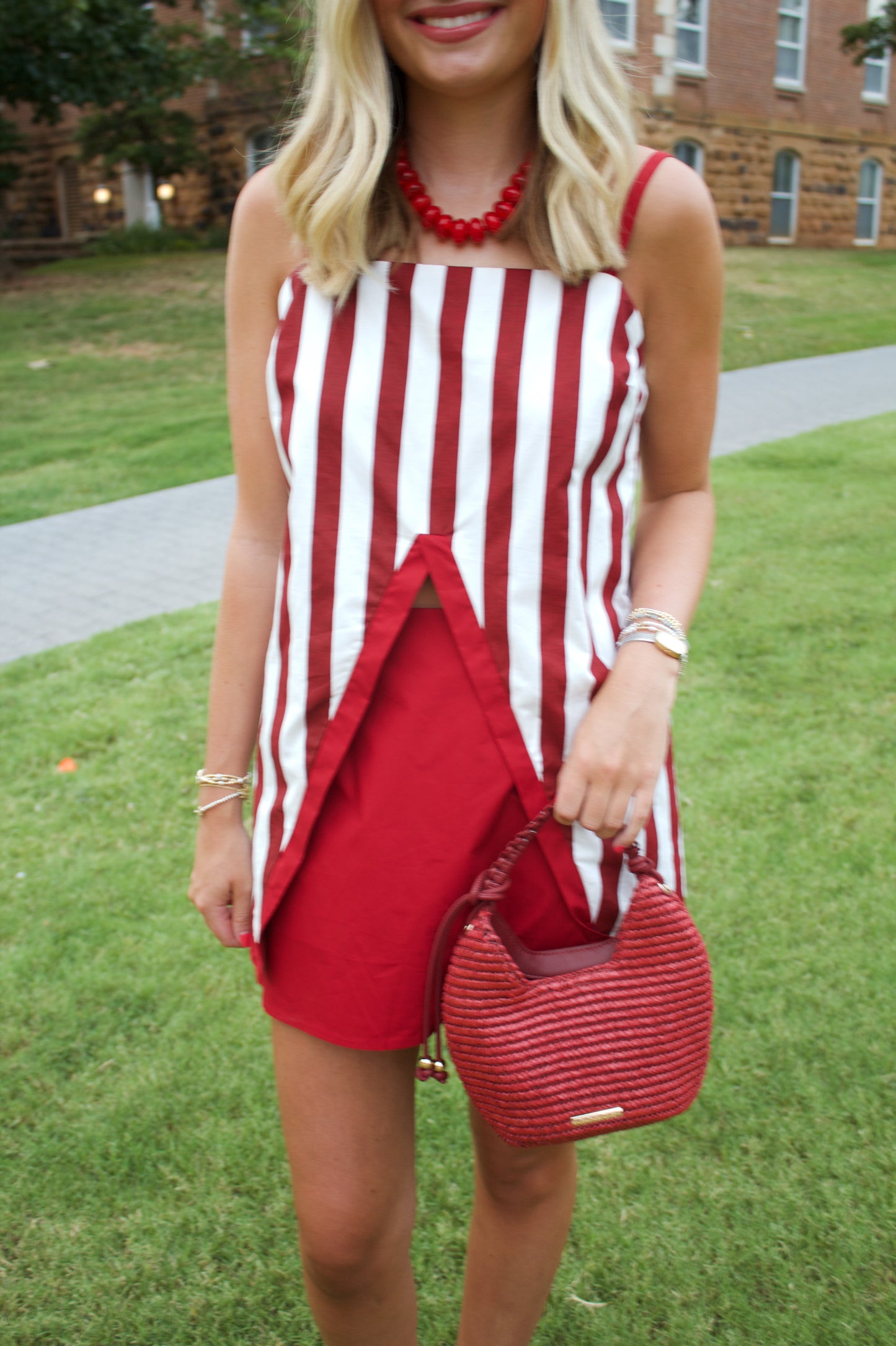 Crimson Stripes Two Piece Set