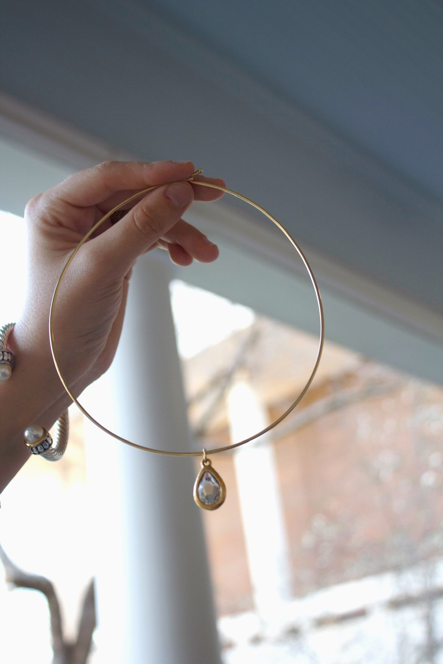 Bezel Drop Collar Necklace