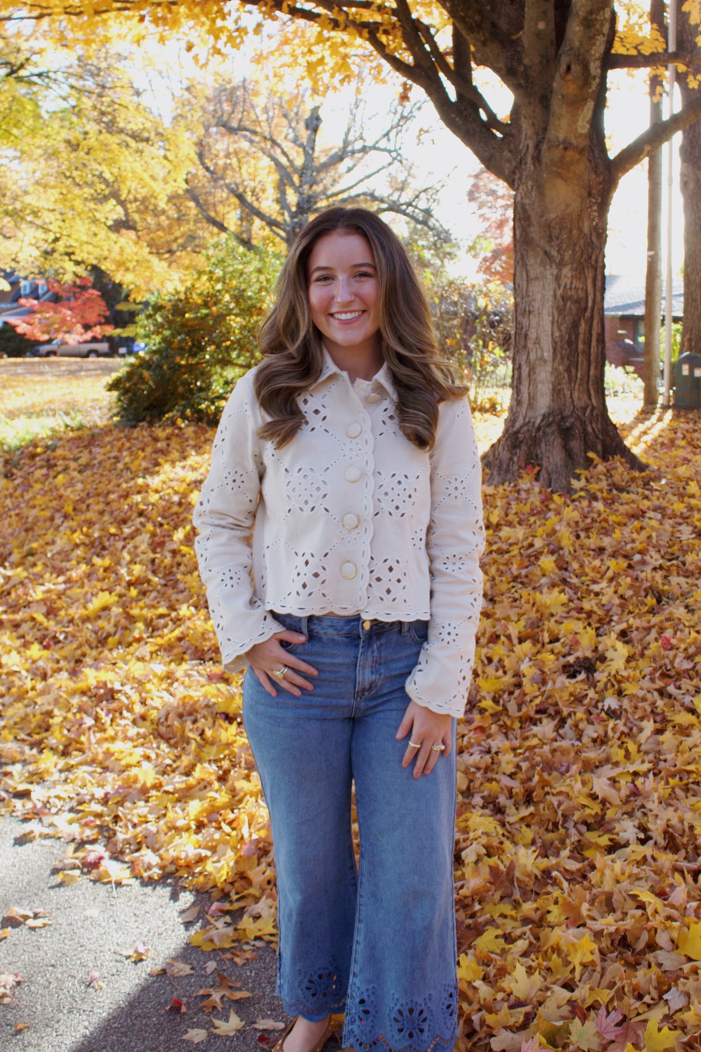Ivory Eyelet Detailed Jacket