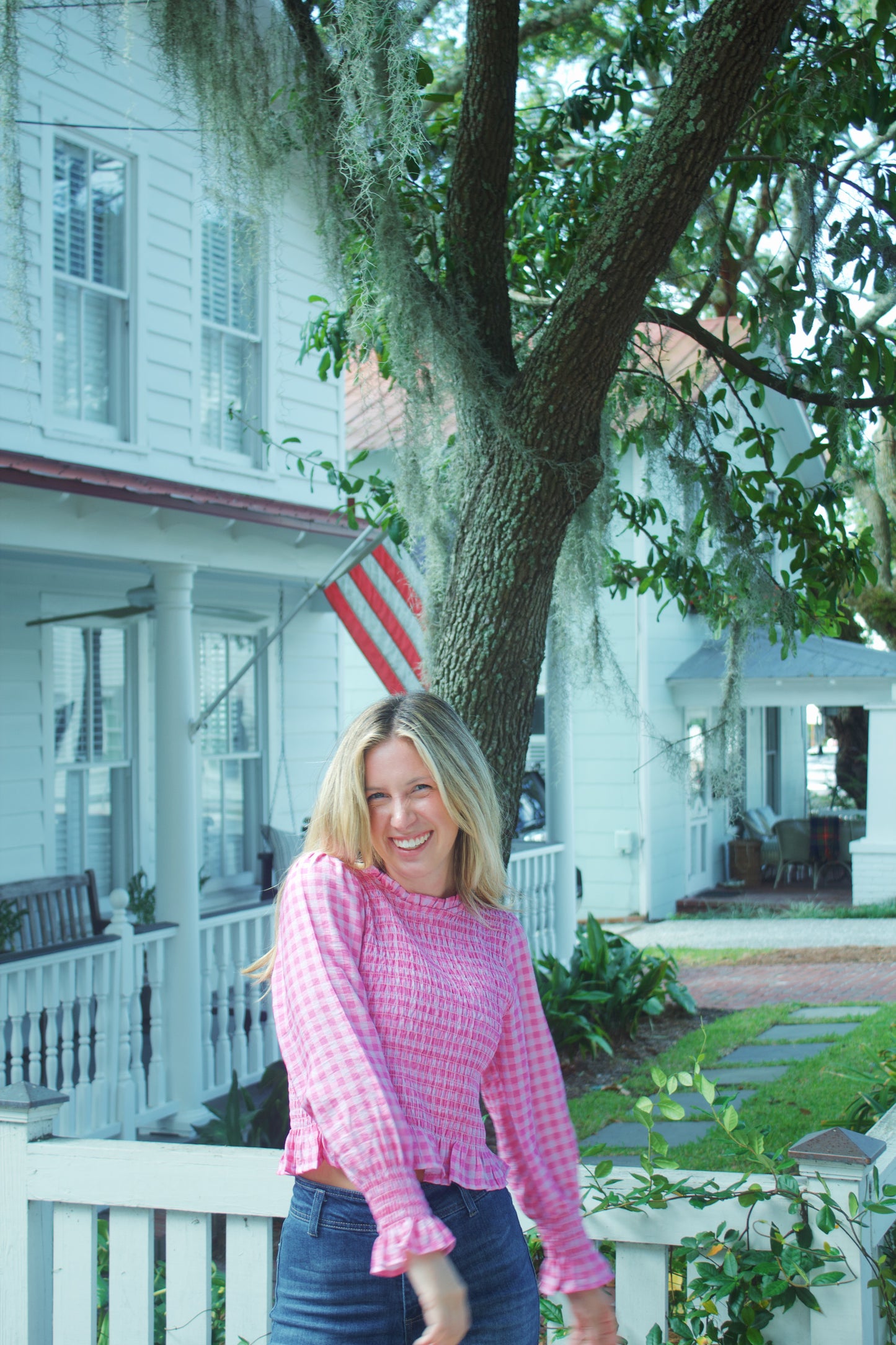 The Palmetto Pink Gingham Top