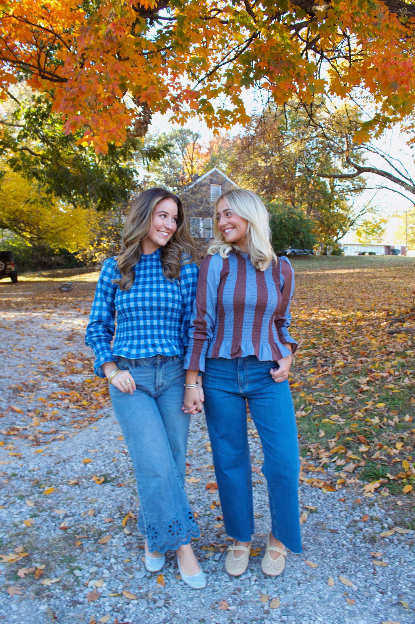 Blue & Blue Gingham Smocked Top