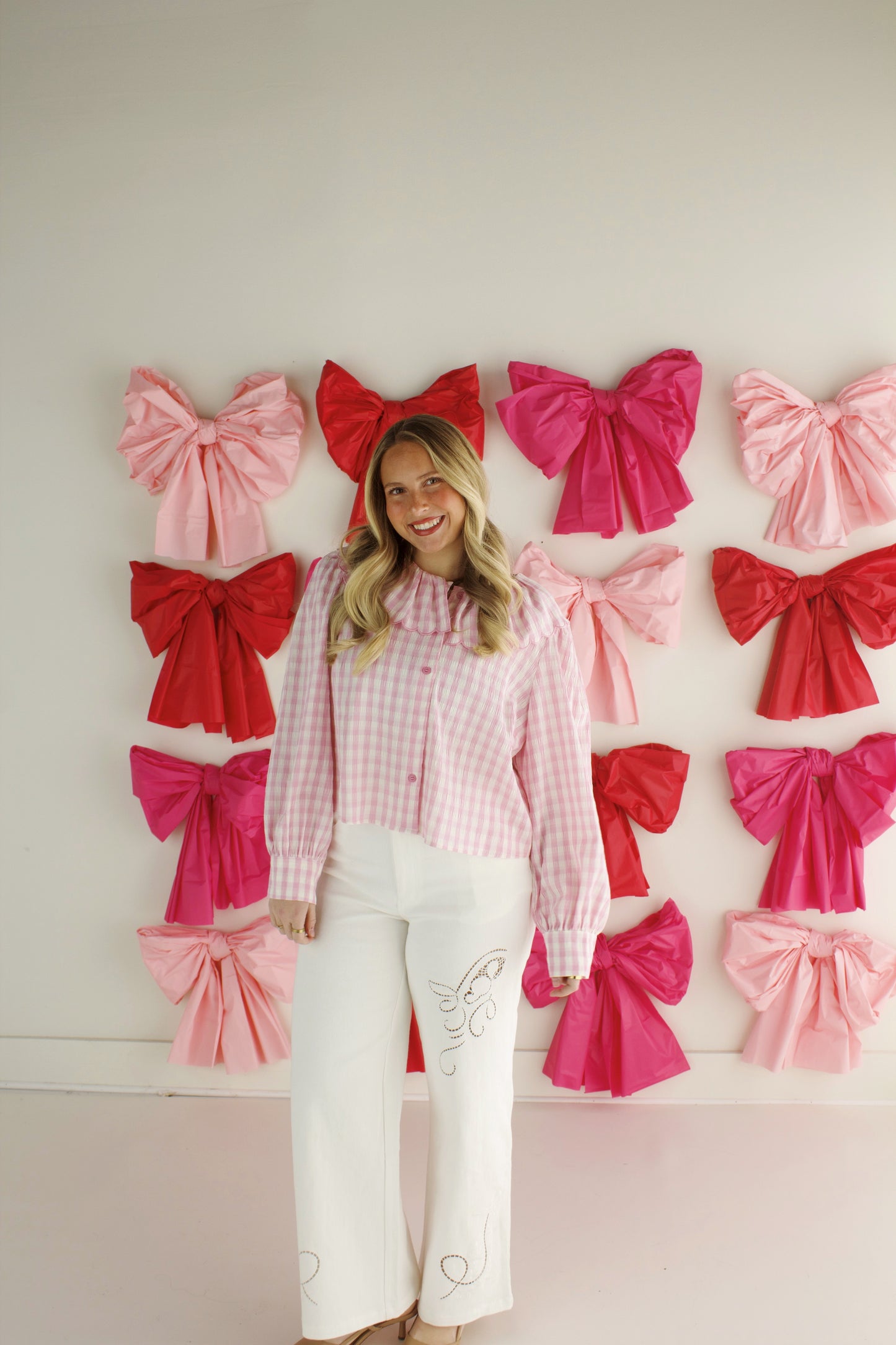 Embroidered Cut Out White Wide Leg Pants