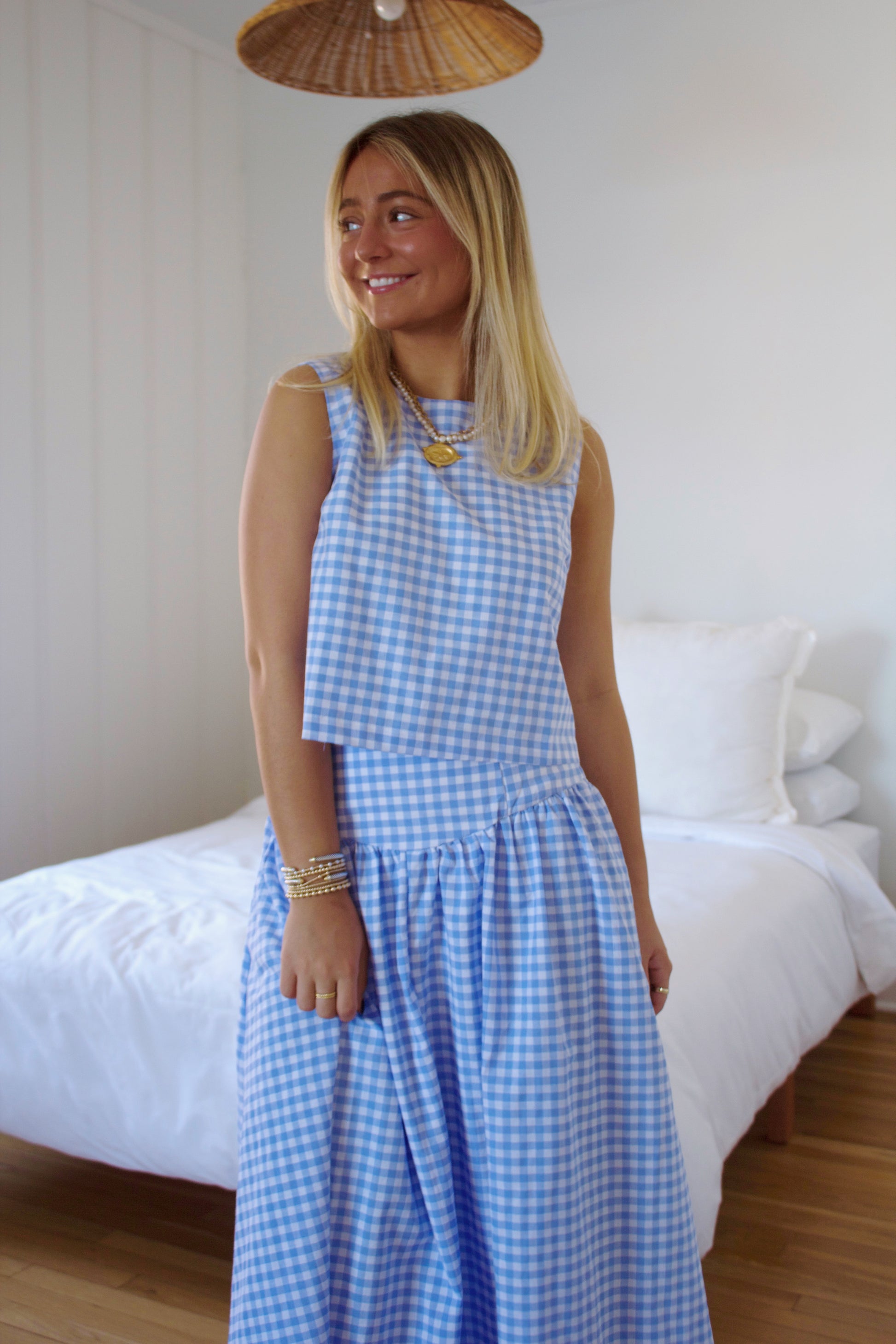 Blue Gingham Two Piece Set Love Madly Blue Gingham Two Piece Set Love Madly