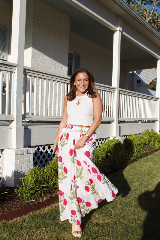Savannah Block Print Maxi Skirt