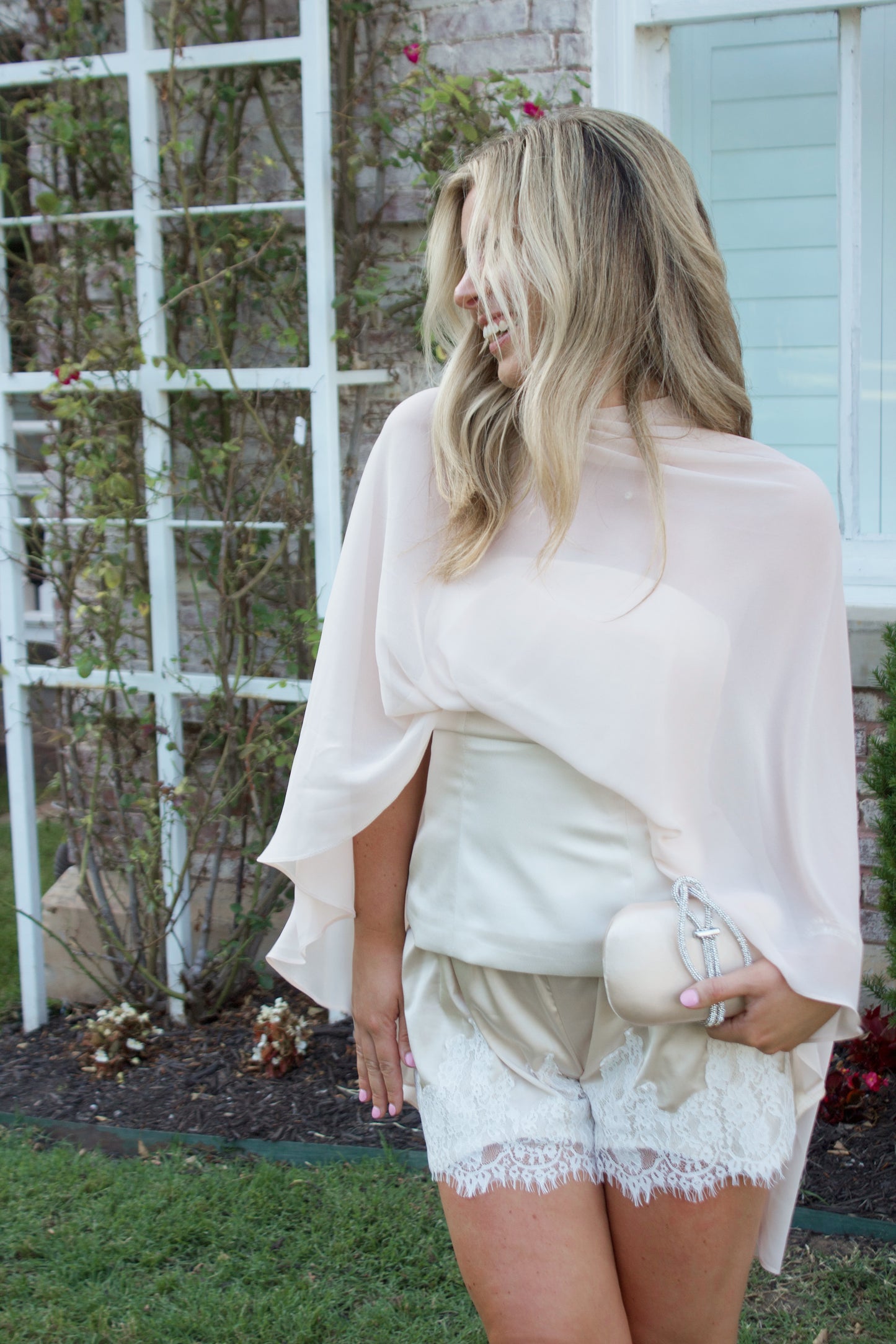 Champagne Satin Cape Top