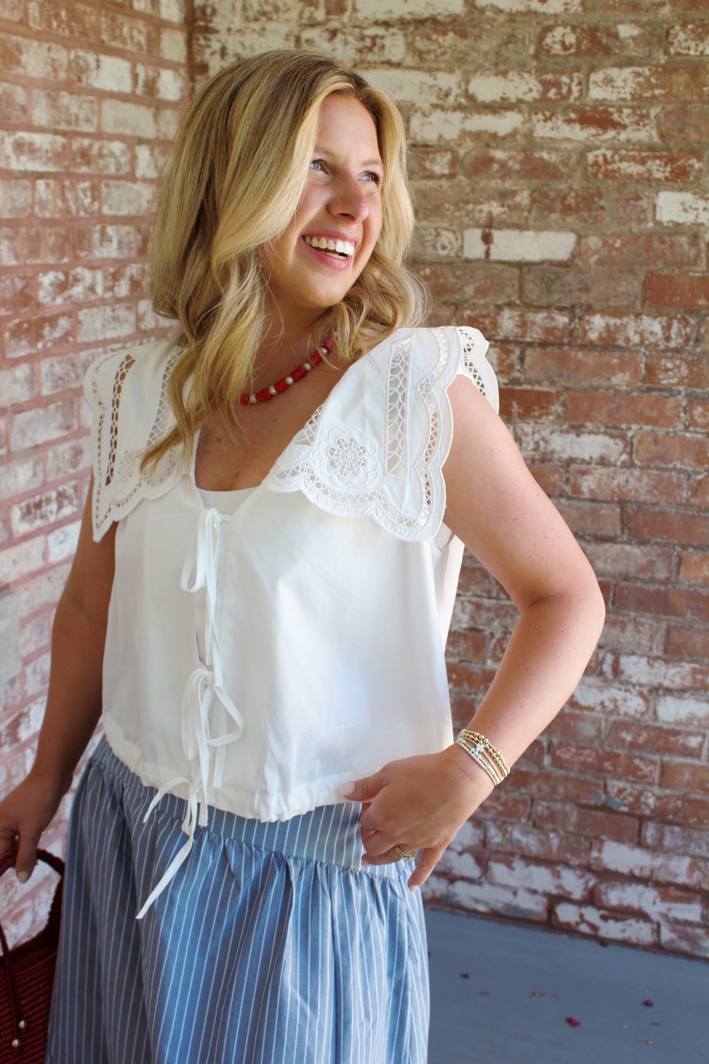 Julie Embroidered Collared Top