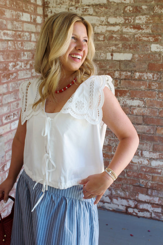 Julie Embroidered Collared Top