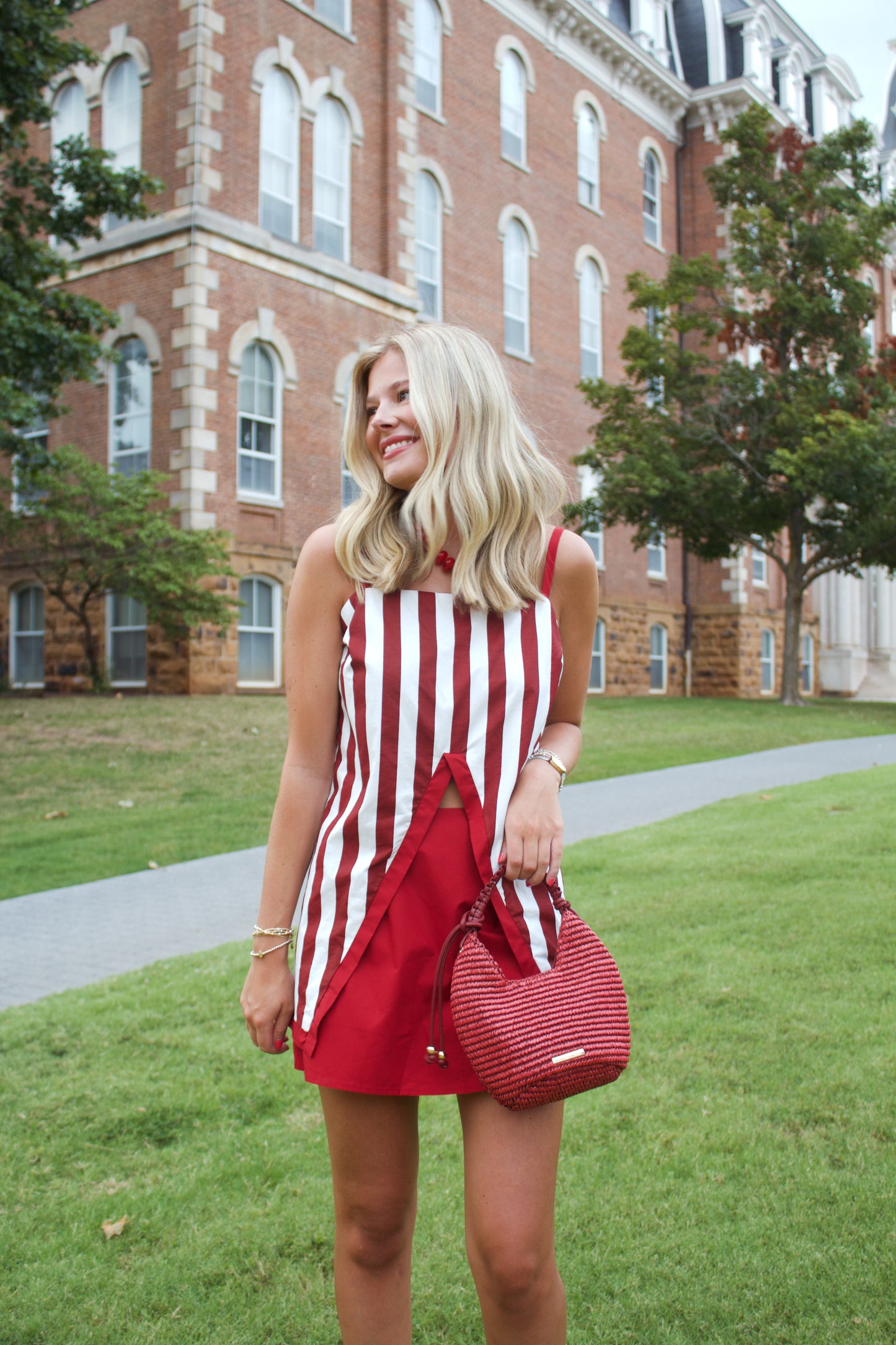 Crimson Stripes Two Piece Set