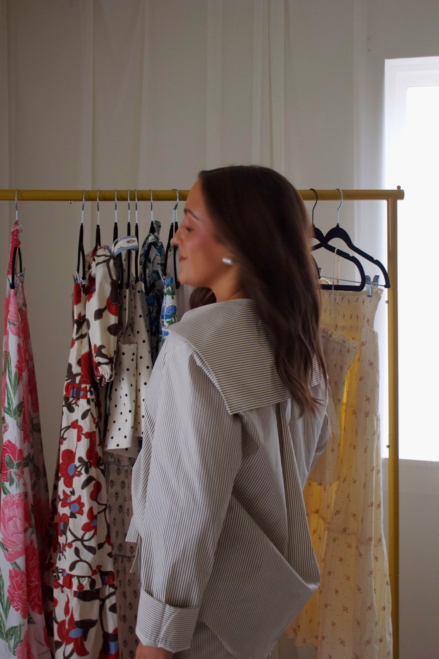 Margot Gray Pinstripe Ruffle Set