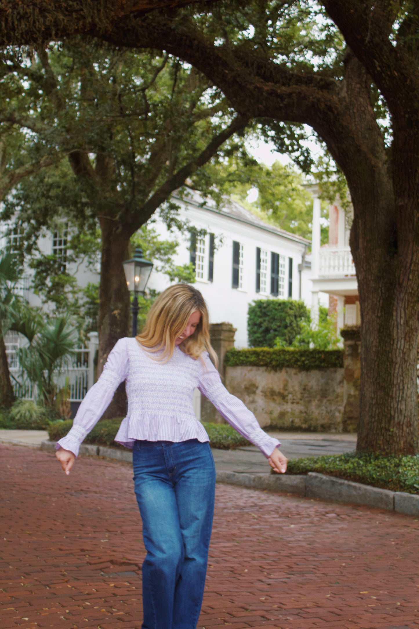 Carolina Striped Lilac Blouse