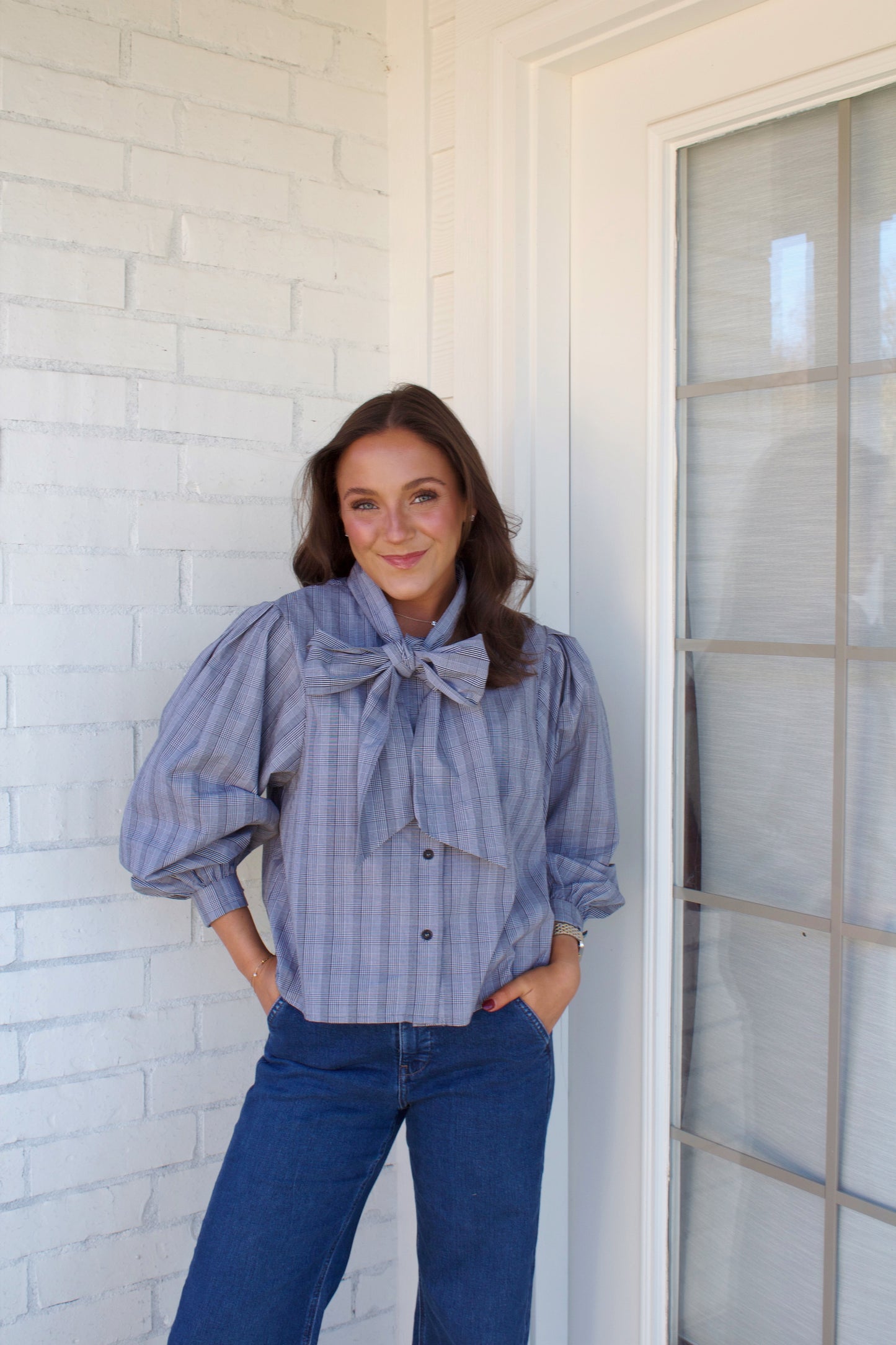 Juliette Black & Gray Plaid Bow Top