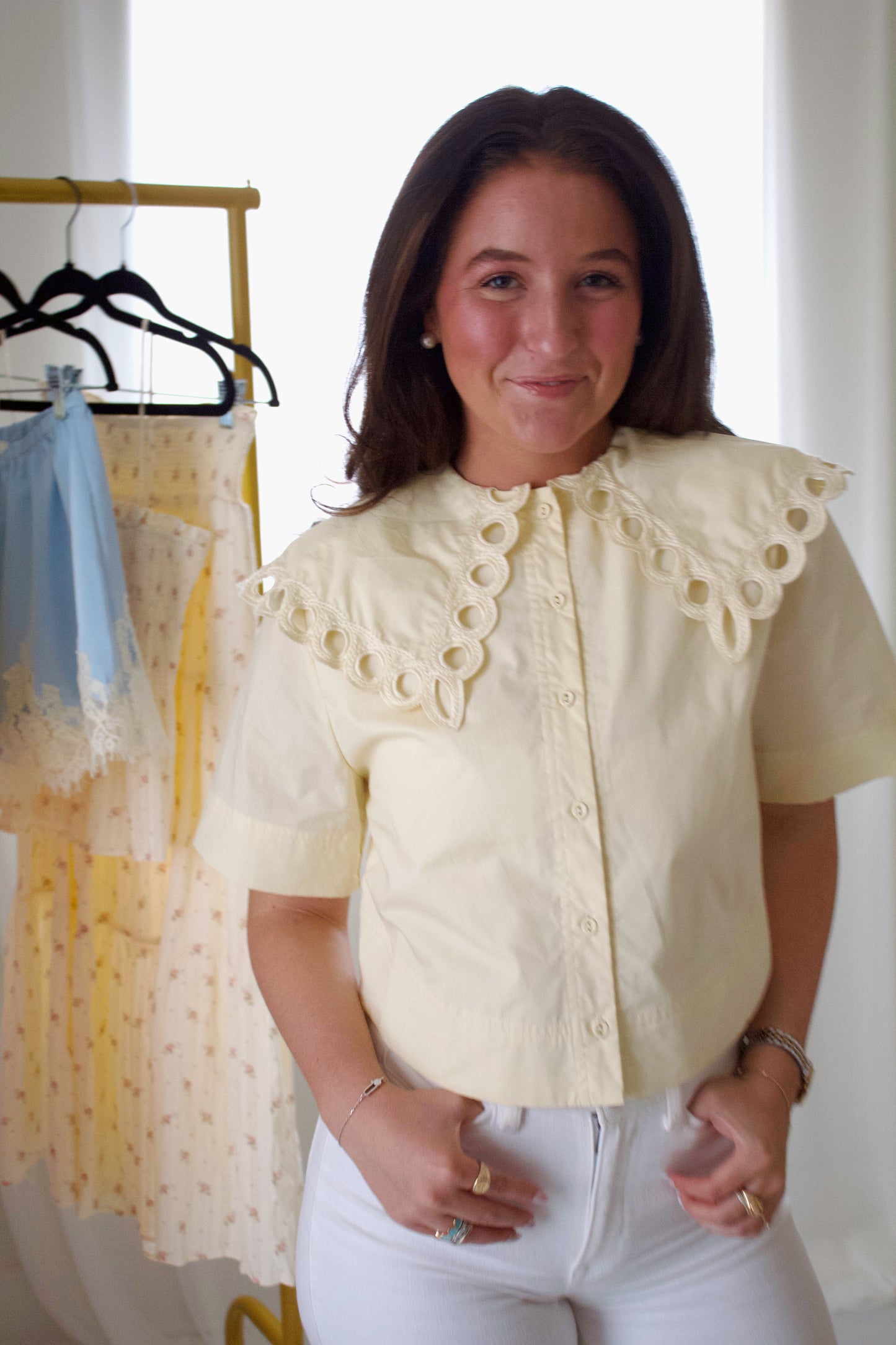 Emmeline Collared Butter Yellow Blouse