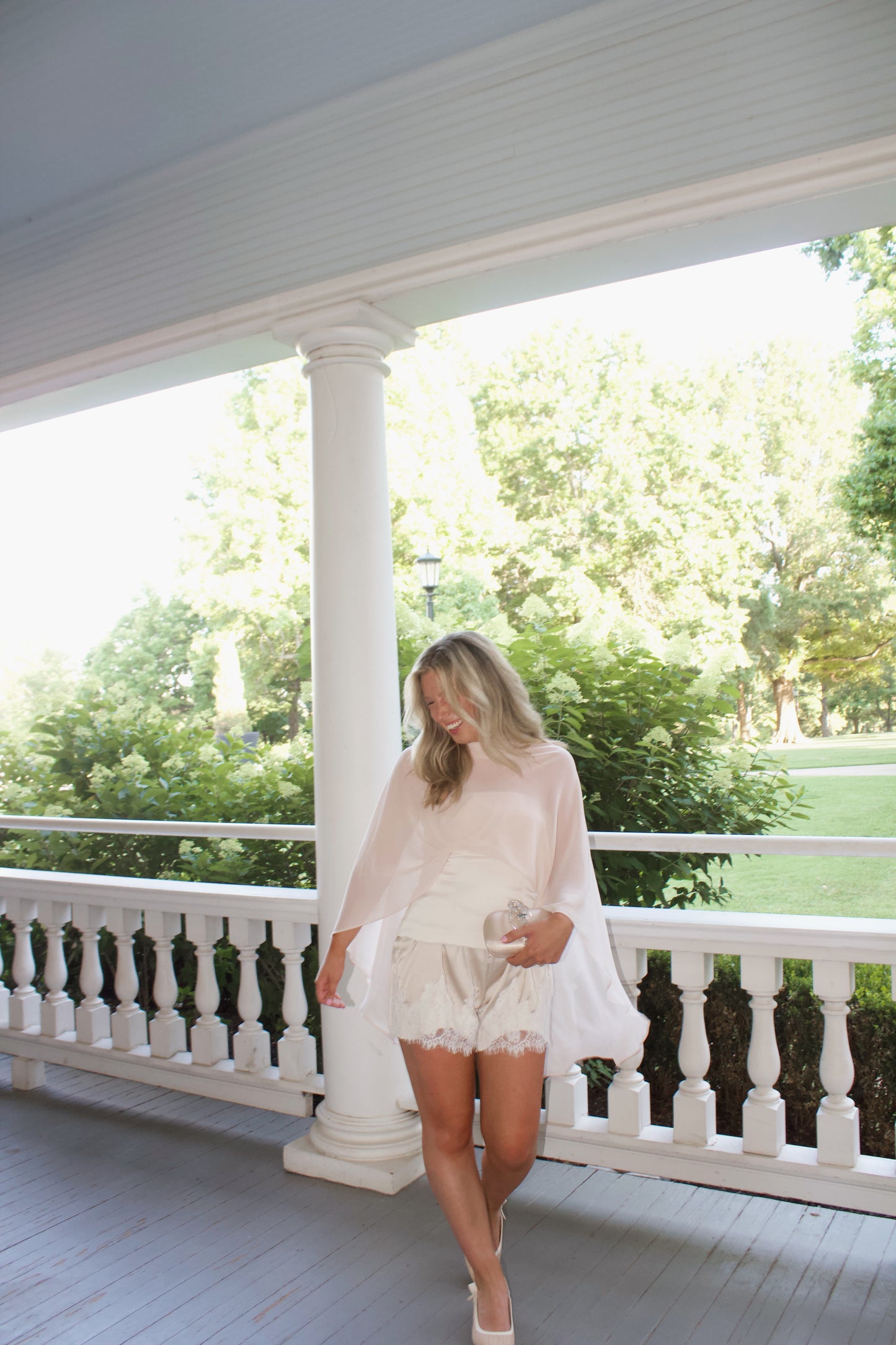 Champagne Satin Cape Top