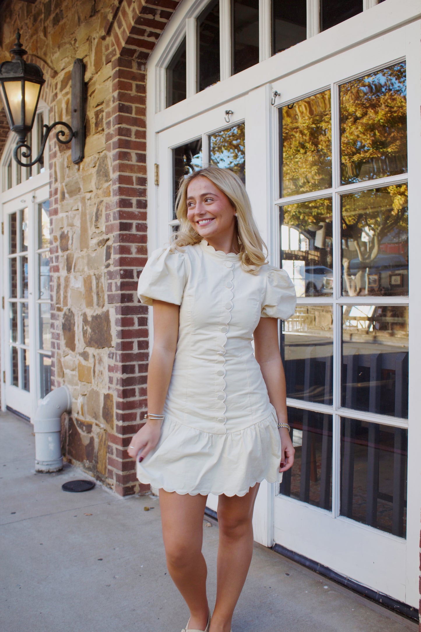 Lottie Scalloped Cream Dress