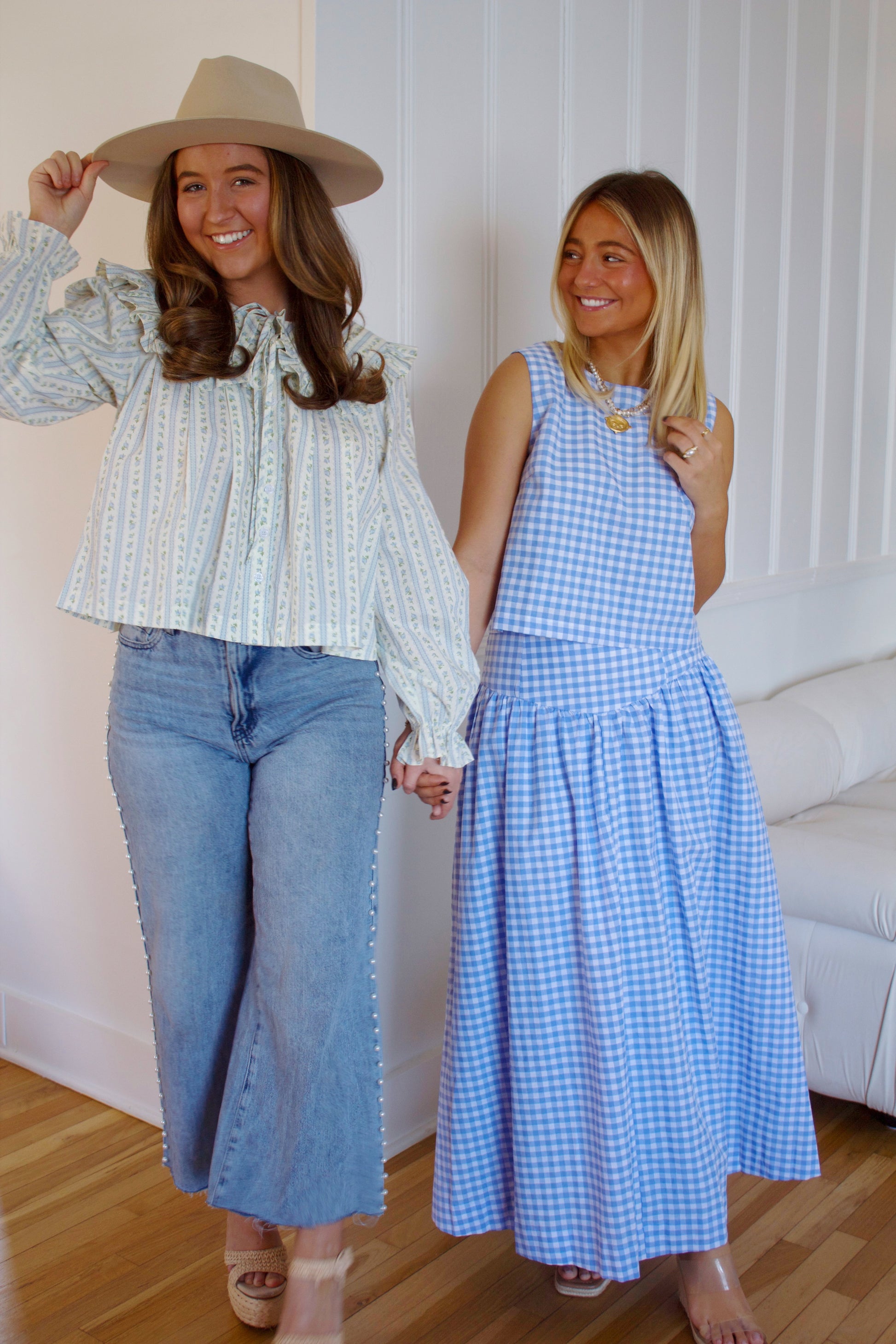 Blue Gingham Two Piece Set Love Madly Blue Gingham Two Piece Set Love Madly