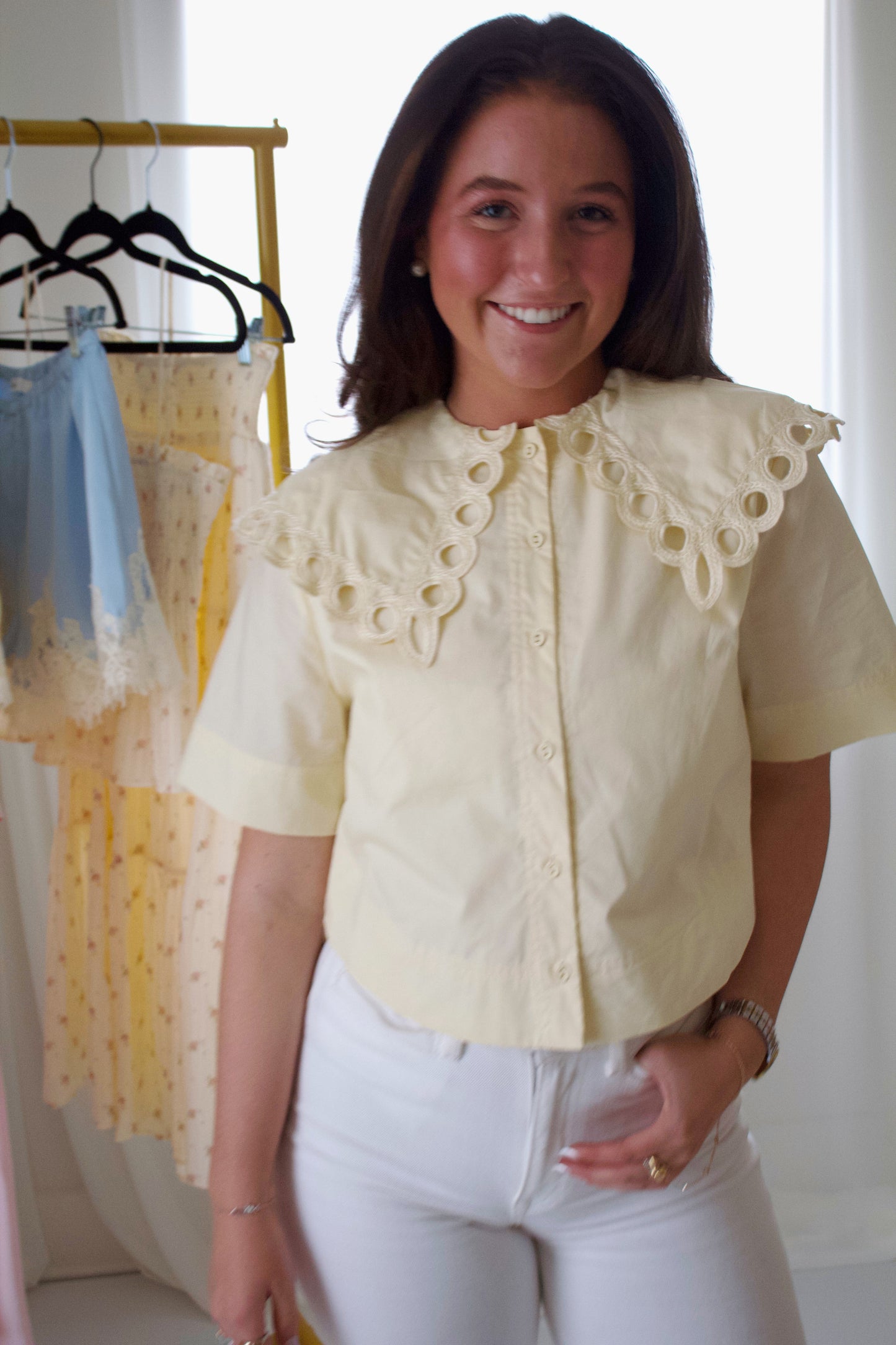 Emmeline Collared Butter Yellow Blouse