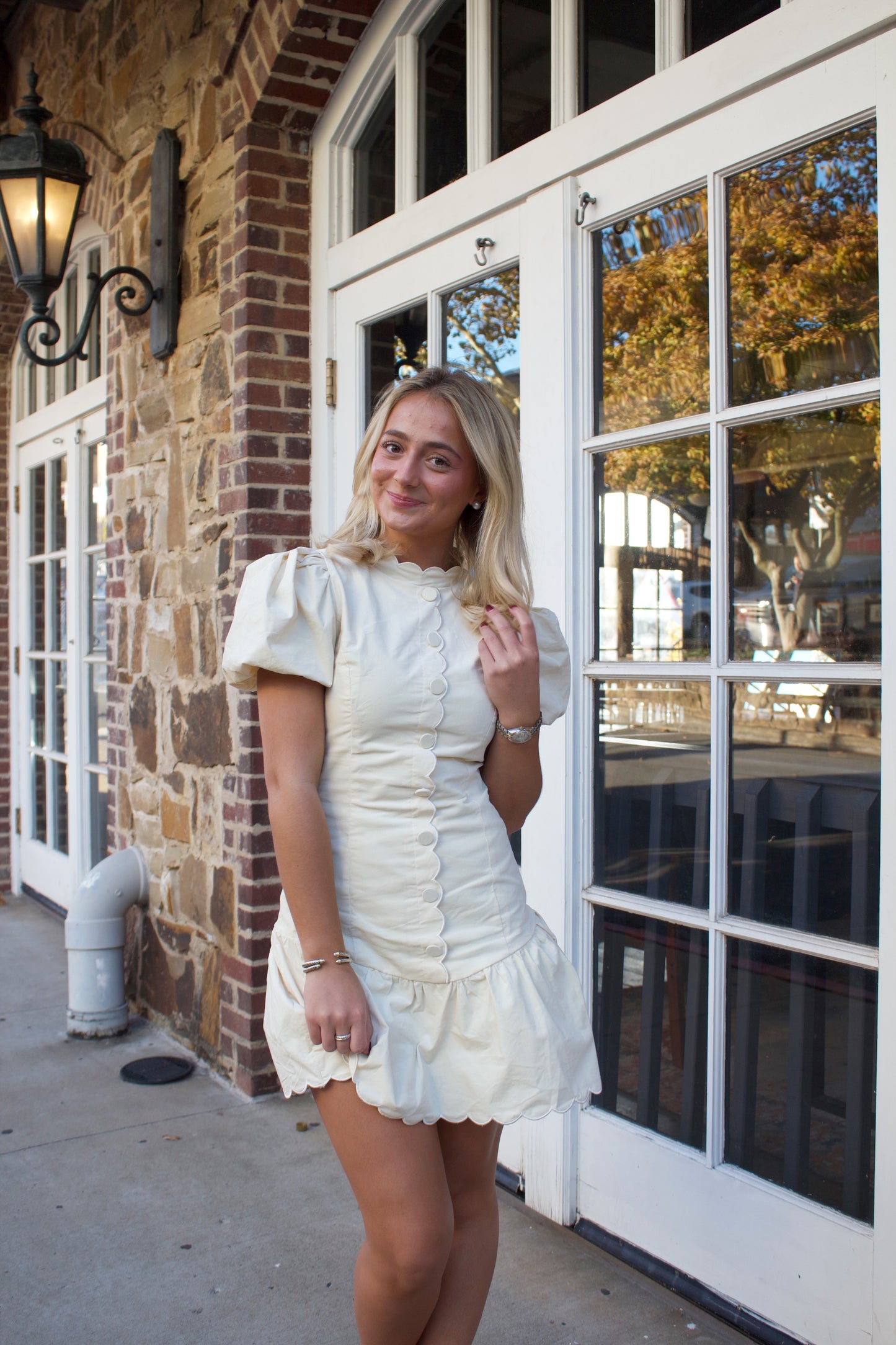Lottie Scalloped Cream Dress