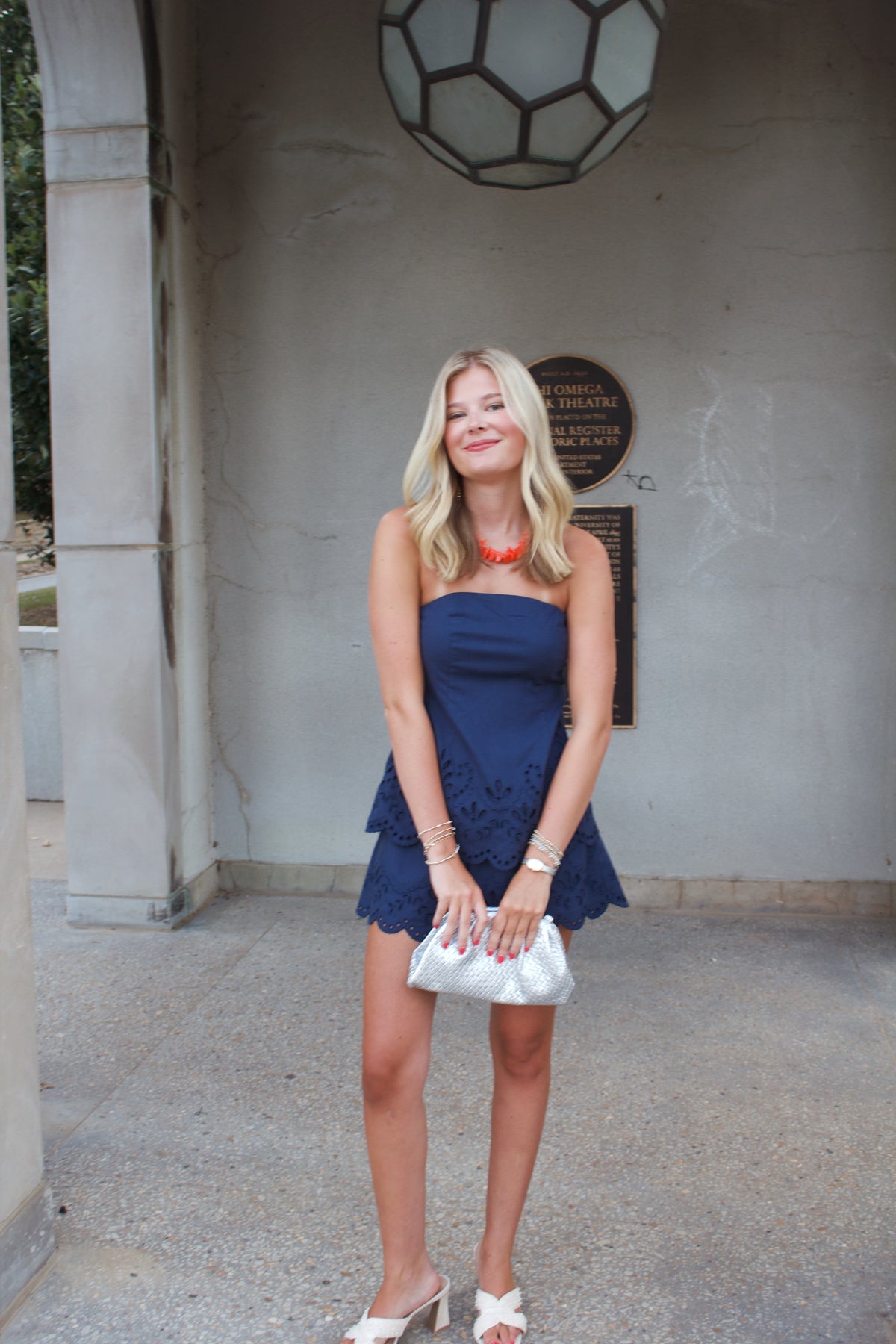 Mirellie Strapless Navy Embroidered Set