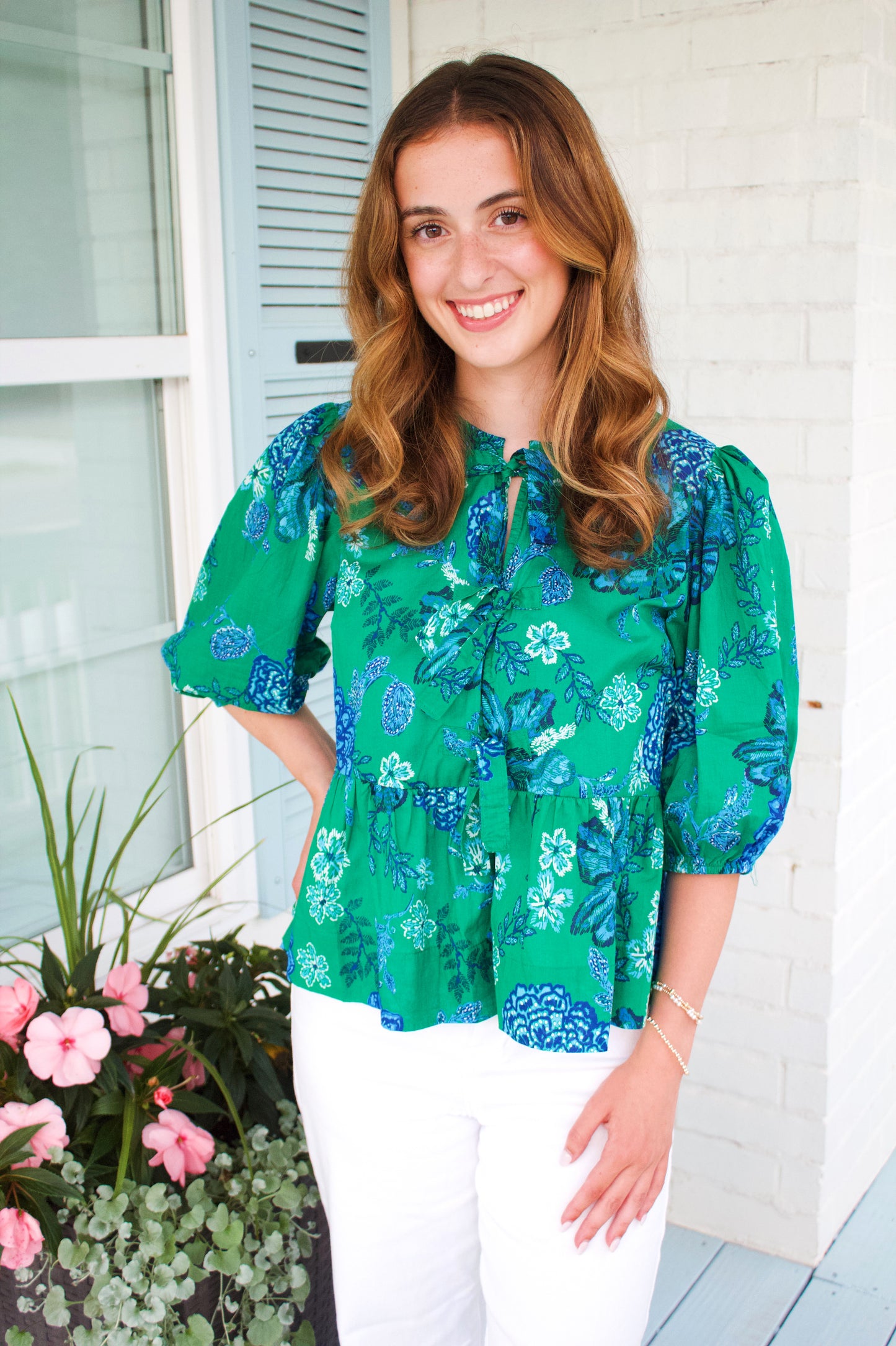 Olivia Grace Patterned Tie Top