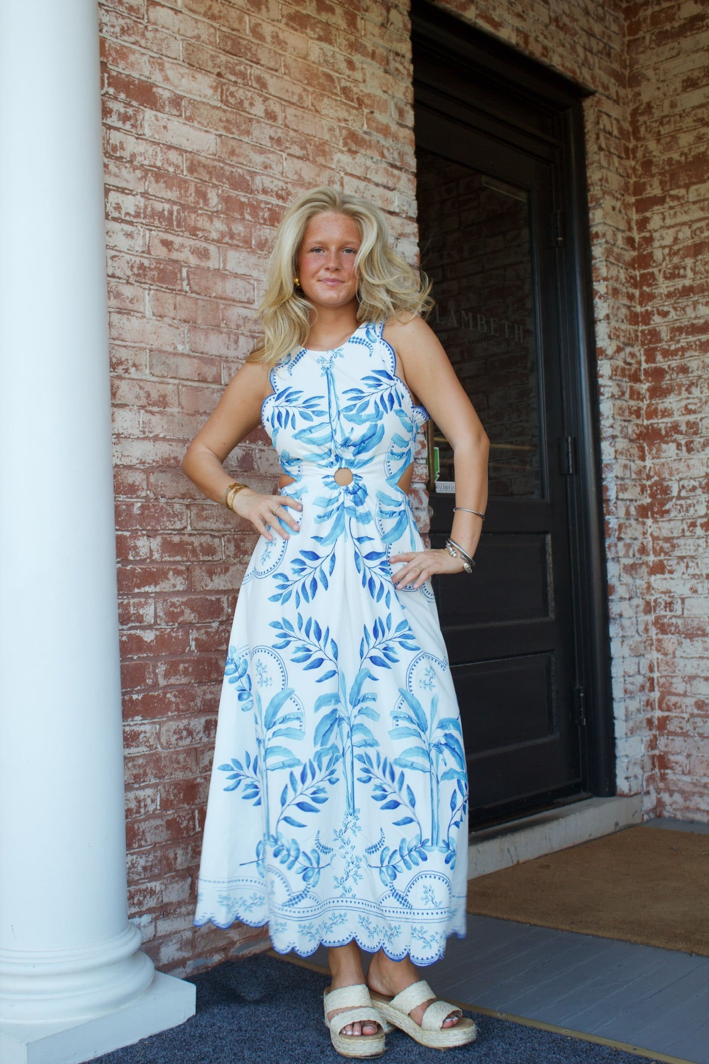 Meet Me in Greece Blue Scalloped Dress