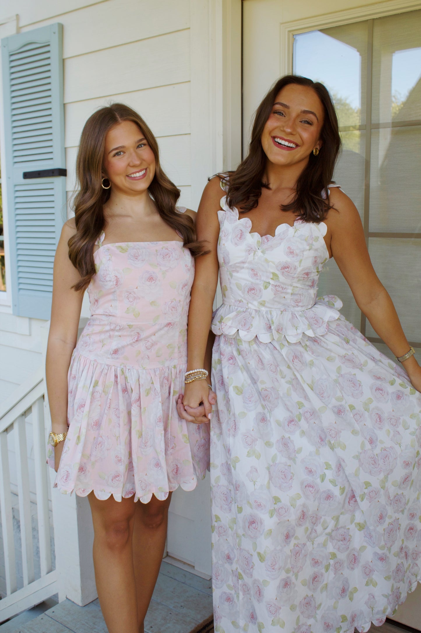 Mary-Kate Scalloped Pink Floral Dress