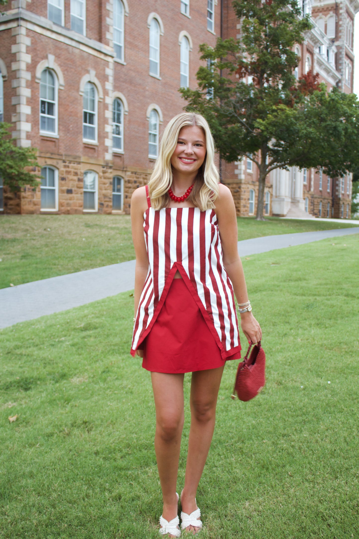 Crimson Stripes Two Piece Set