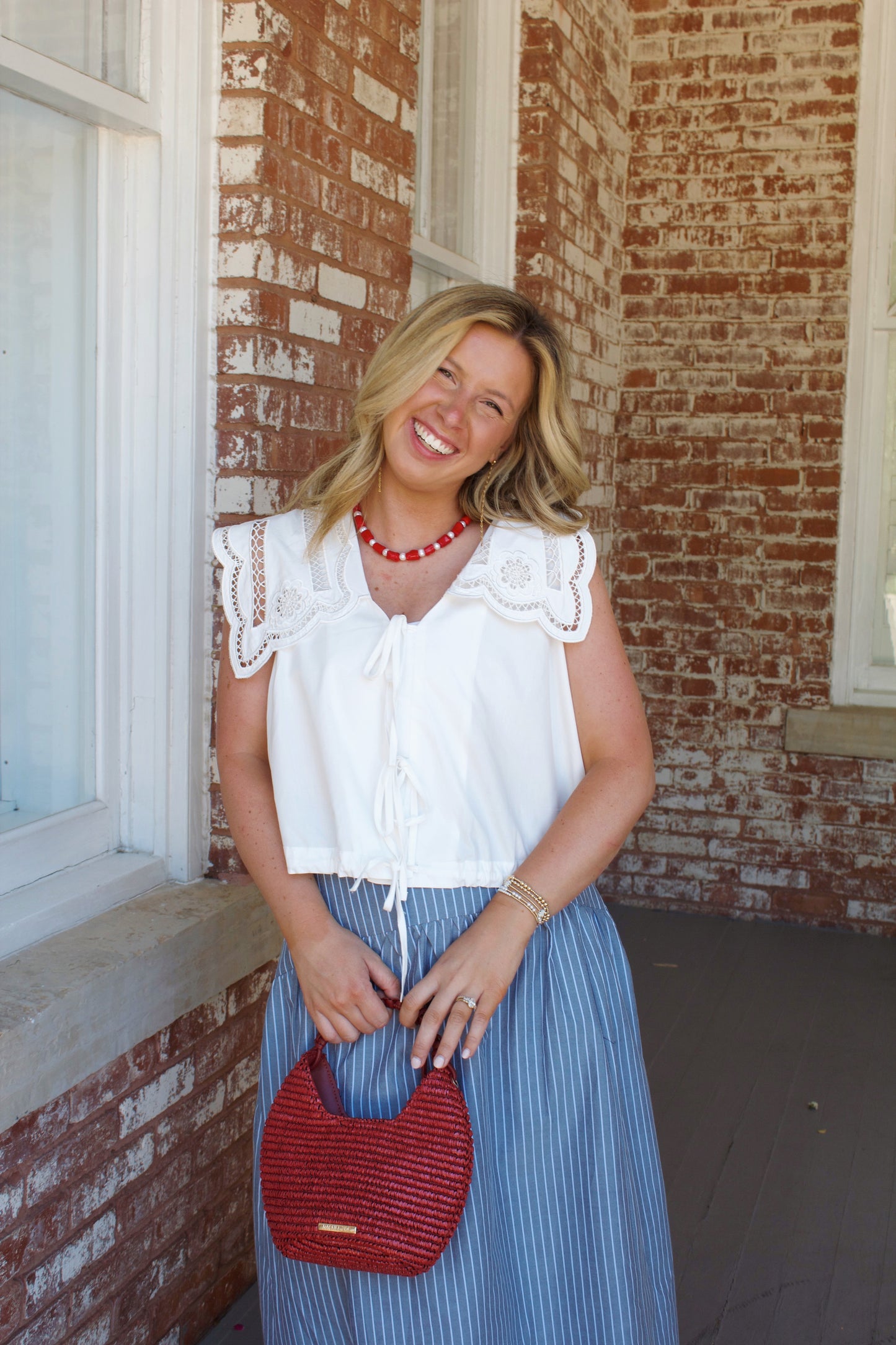 Julie Embroidered Collared Top