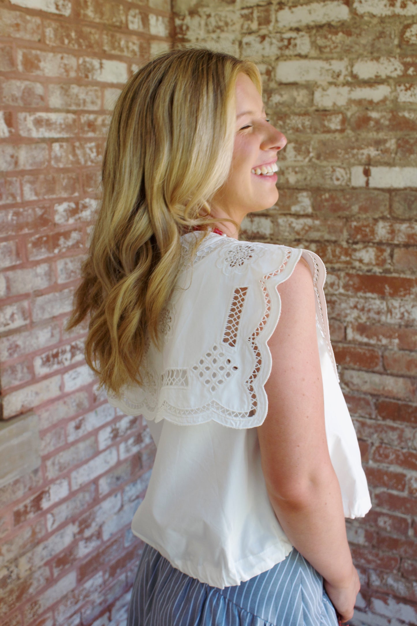 Julie Embroidered Collared Top