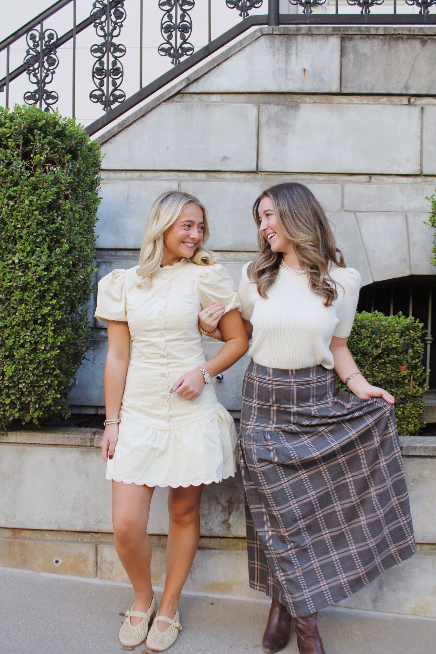 Lottie Scalloped Cream Dress