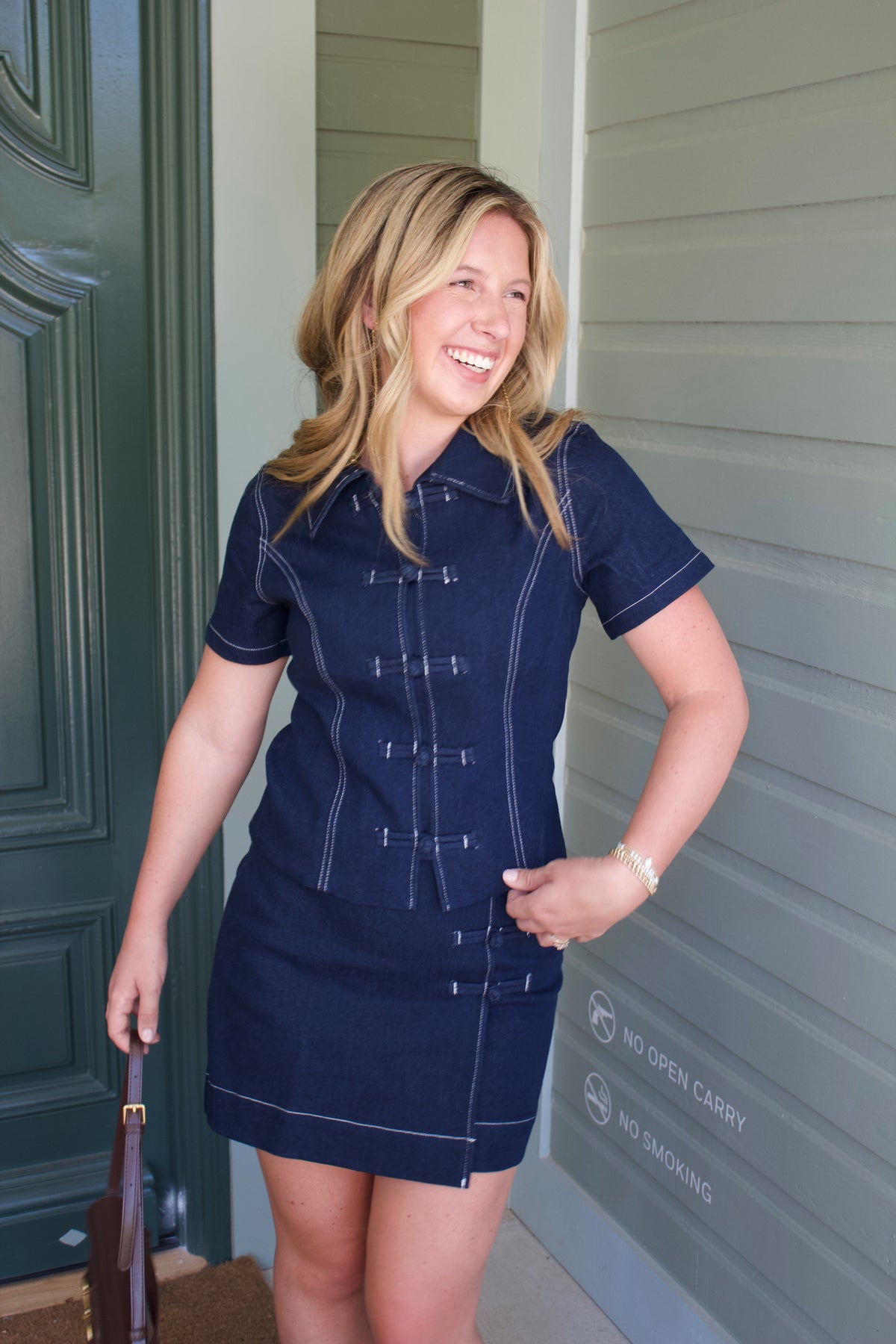 Dark Wash Denim Skirt Set