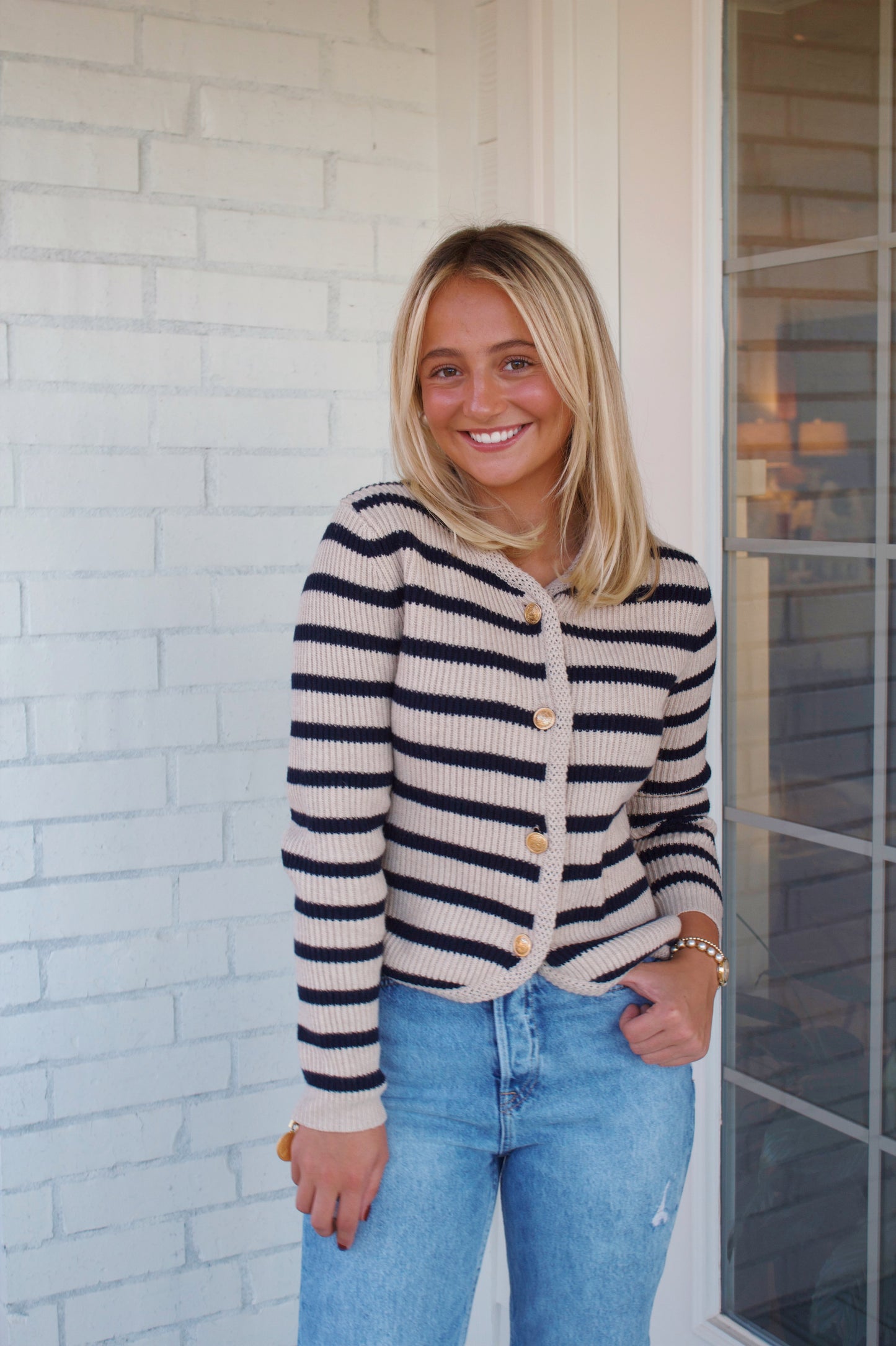 Navy and Cream Elevated Fall Sweater