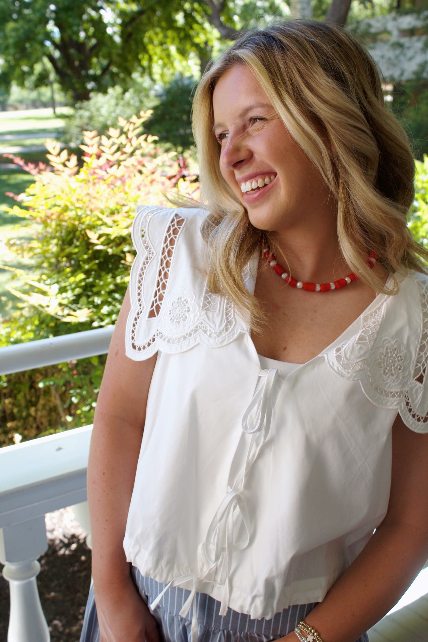 Julie Embroidered Collared Top