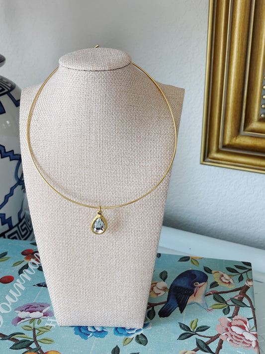 Bezel Drop Collar Necklace