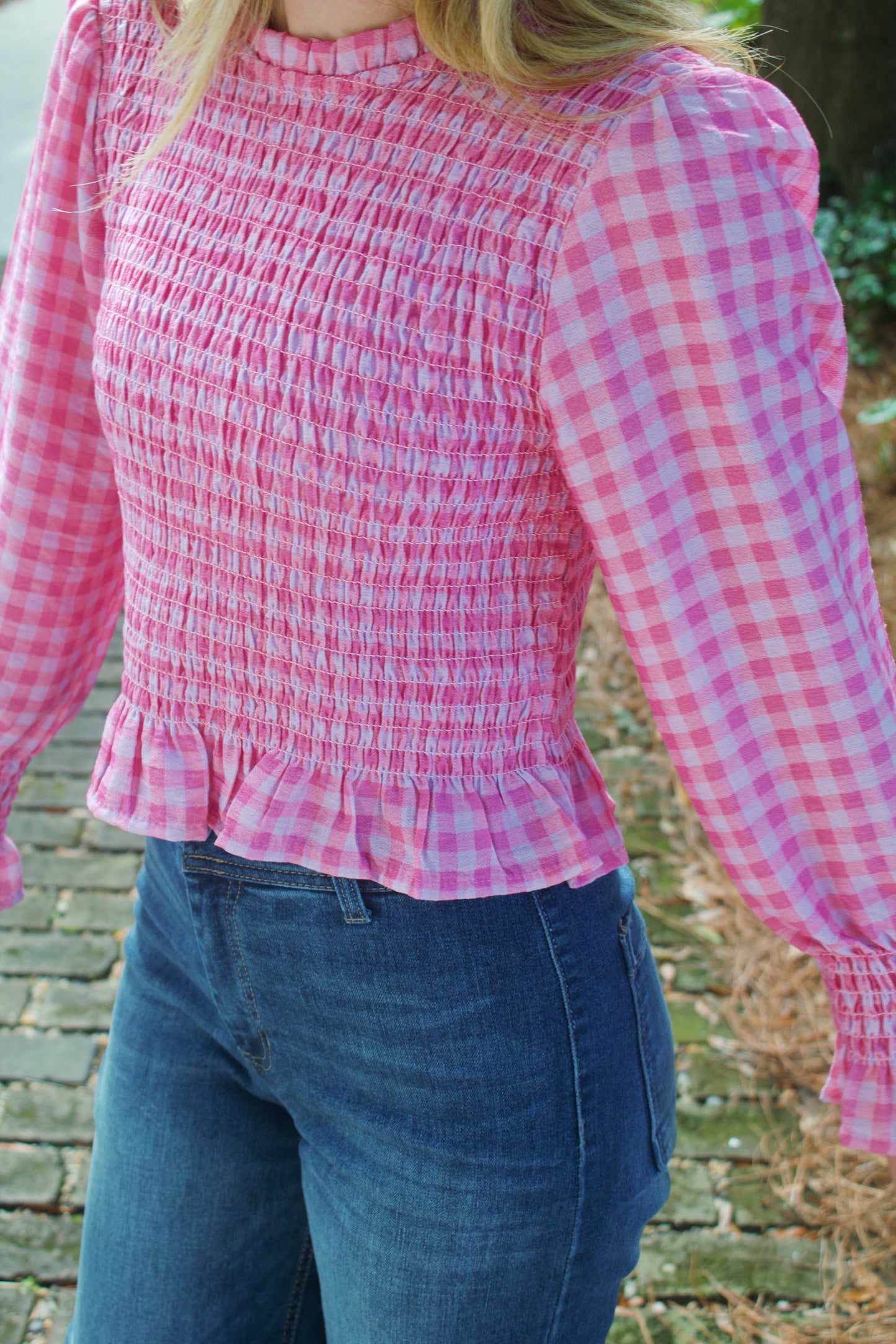 The Palmetto Pink Gingham Top