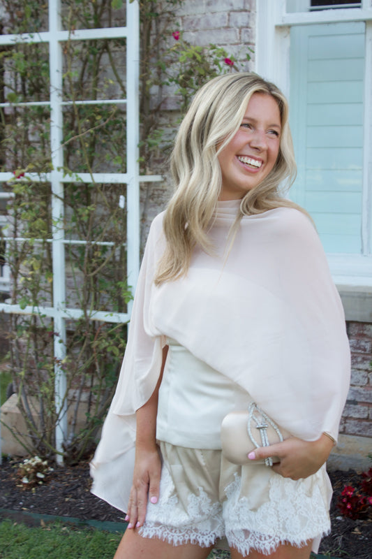 Champagne Satin Cape Top