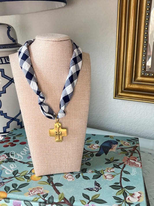 Scarf Tied Cross Necklace